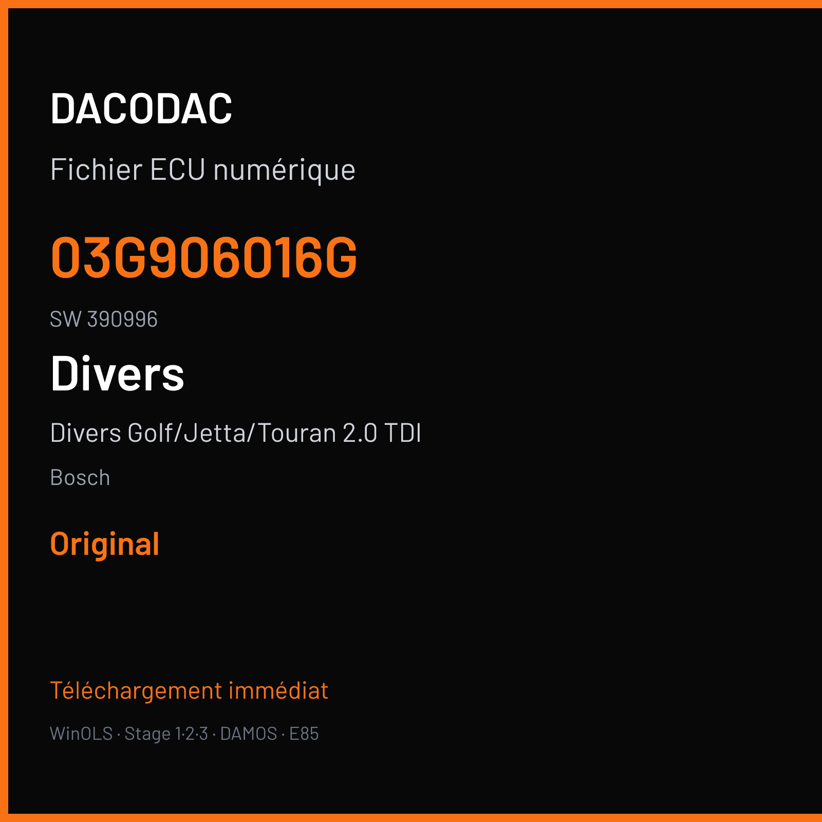 Divers Golf/Jetta/Touran 2.0 TDI — Bosch — 03G906016G · 390996 — Original