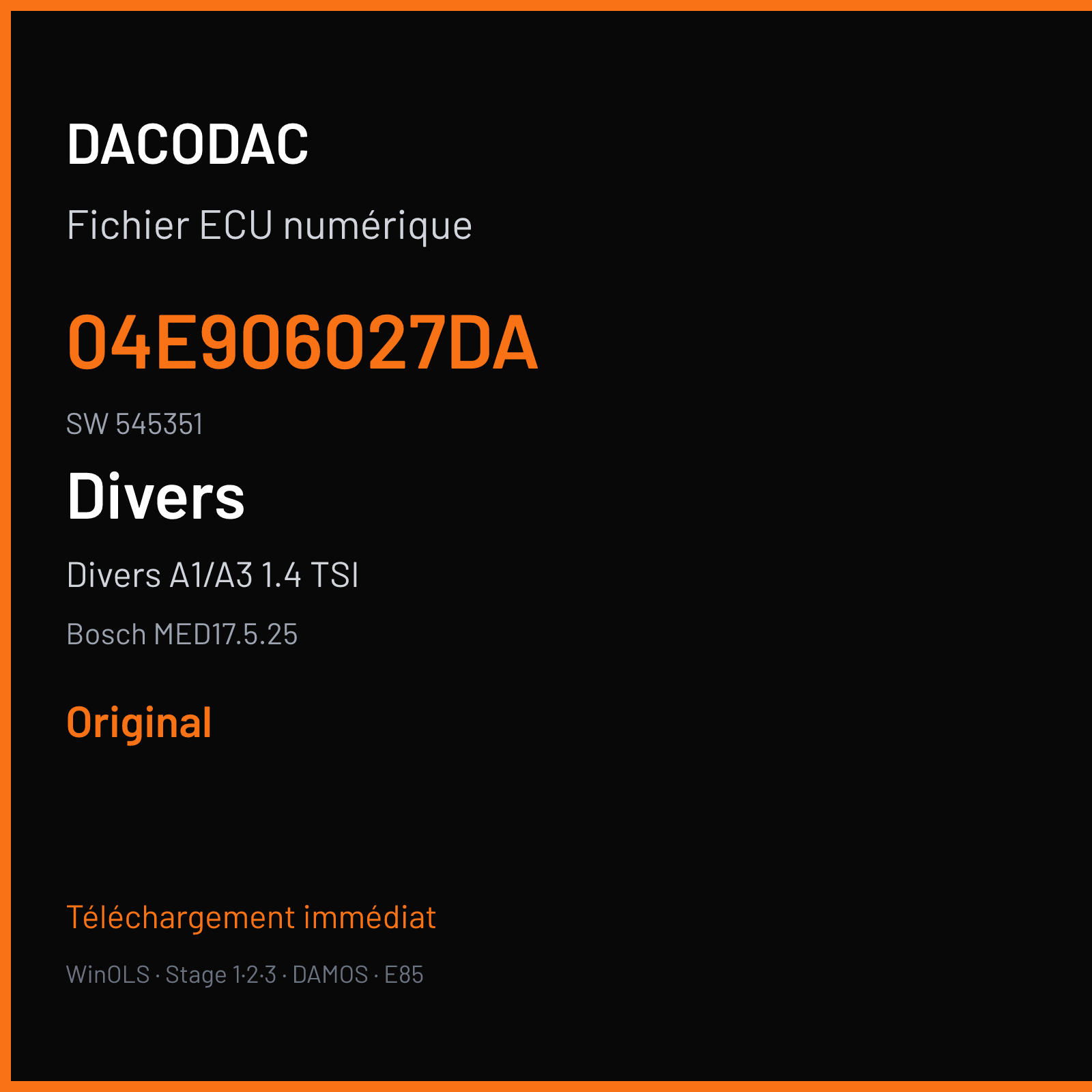 Divers A1/A3 1.4 TSI — Bosch MED17.5.25 — 04E906027DA · 545351 — Original