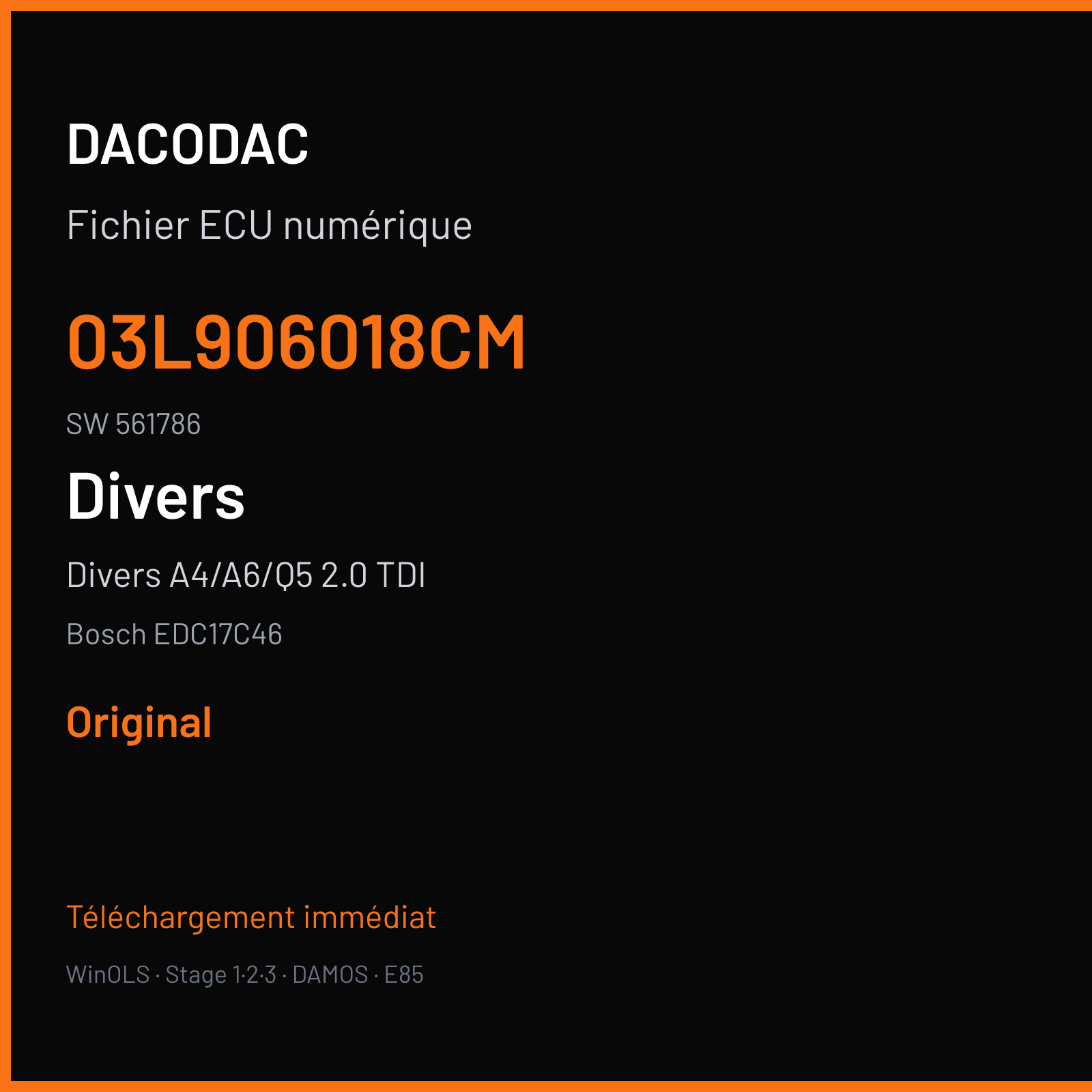 Divers A4/A6/Q5 2.0 TDI — Bosch EDC17C46 — 03L906018CM · 561786 — Original