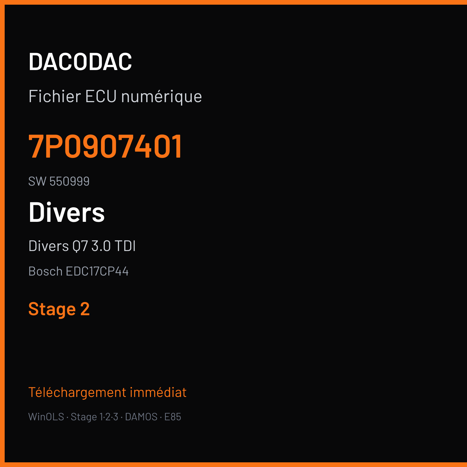 Divers Q7 3.0 TDI — Bosch EDC17CP44 — 7P0907401 · 550999 — Stage 2