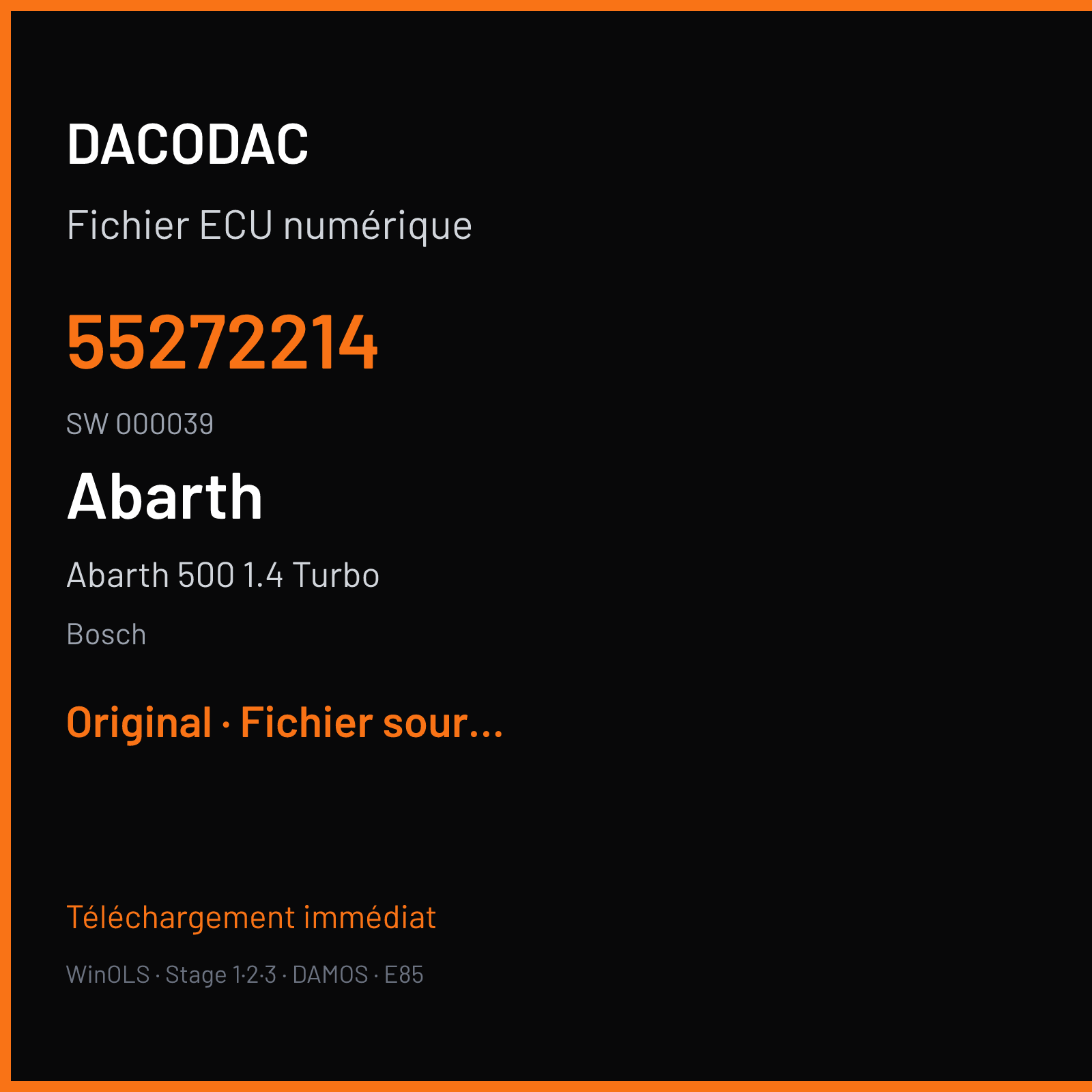 Abarth 500 1.4 Turbo (2012) — Bosch — 55272214 · 000039 — Original