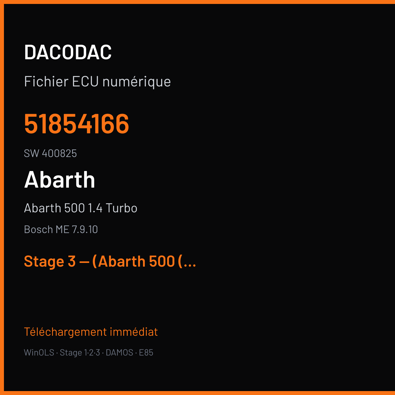 Abarth 500 1.4 Turbo (2012) — Bosch ME 7.9.10 — 51854166 · 400825 — Stage 3 — (Abarth 500 (stage 3-1v2)-p2227off