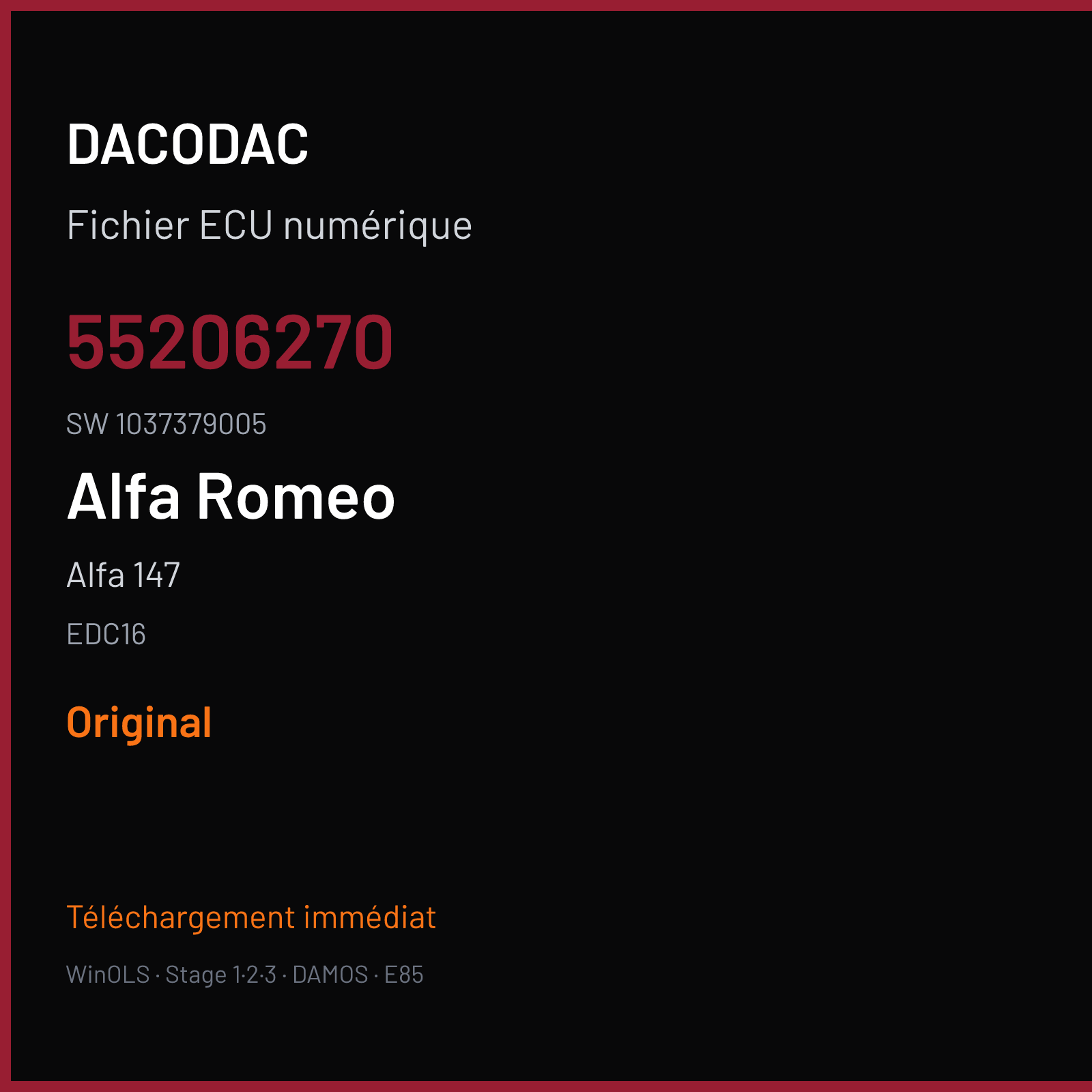Alfa 147 — EDC16 — 55206270 · 1037379005 — Original