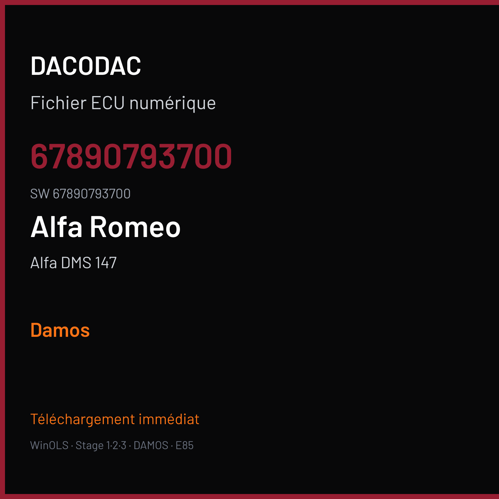 Alfa DMS 147 — 67890793700 · 67890793700 — Damos
