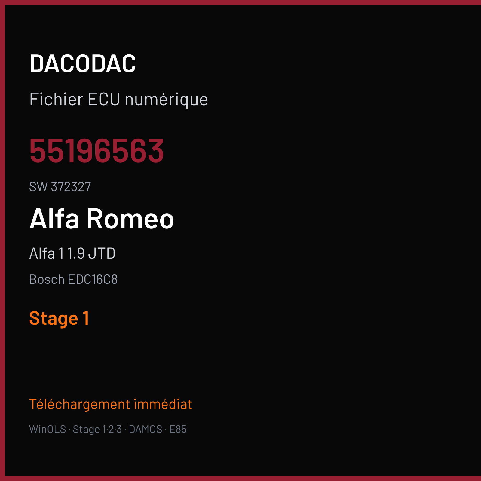 Alfa 1 1.9 JTD (2005) — Bosch EDC16C8 — 55196563 · 372327 — Stage 1