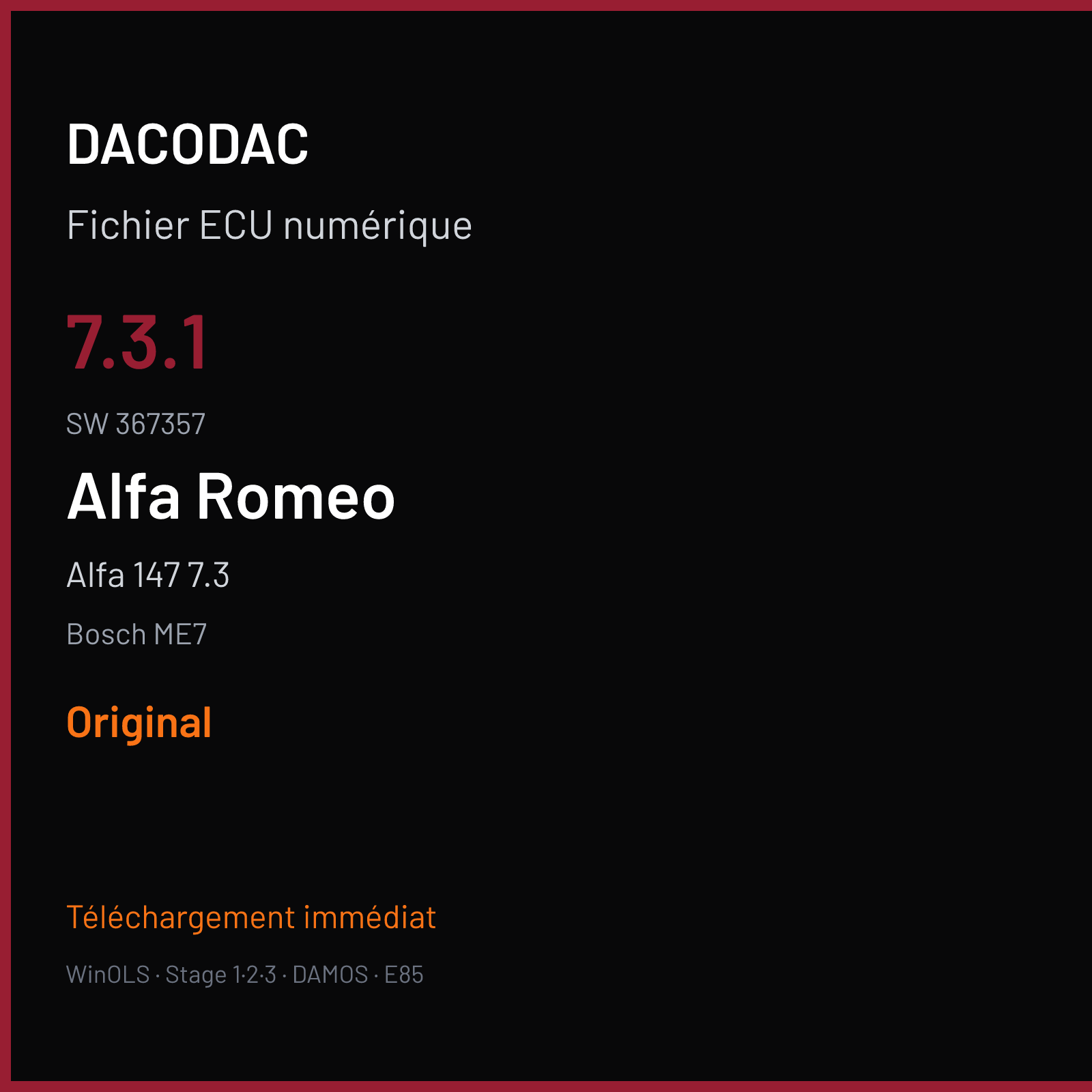 Alfa 147 7.3 (2002) — Bosch ME7 — 7.3.1 · 367357 — Original