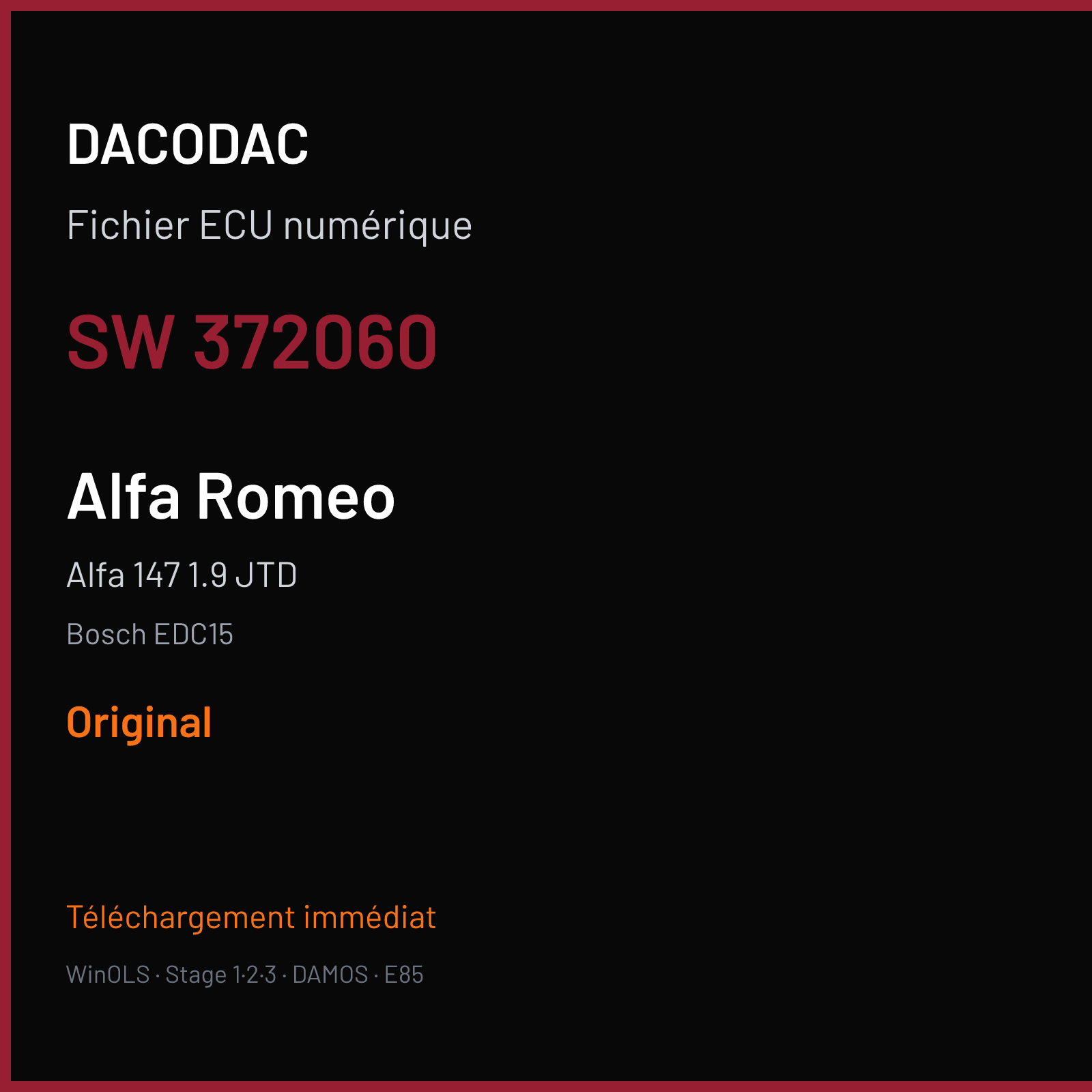 Alfa 147 1.9 JTD — Bosch EDC15 — 372060 — Original