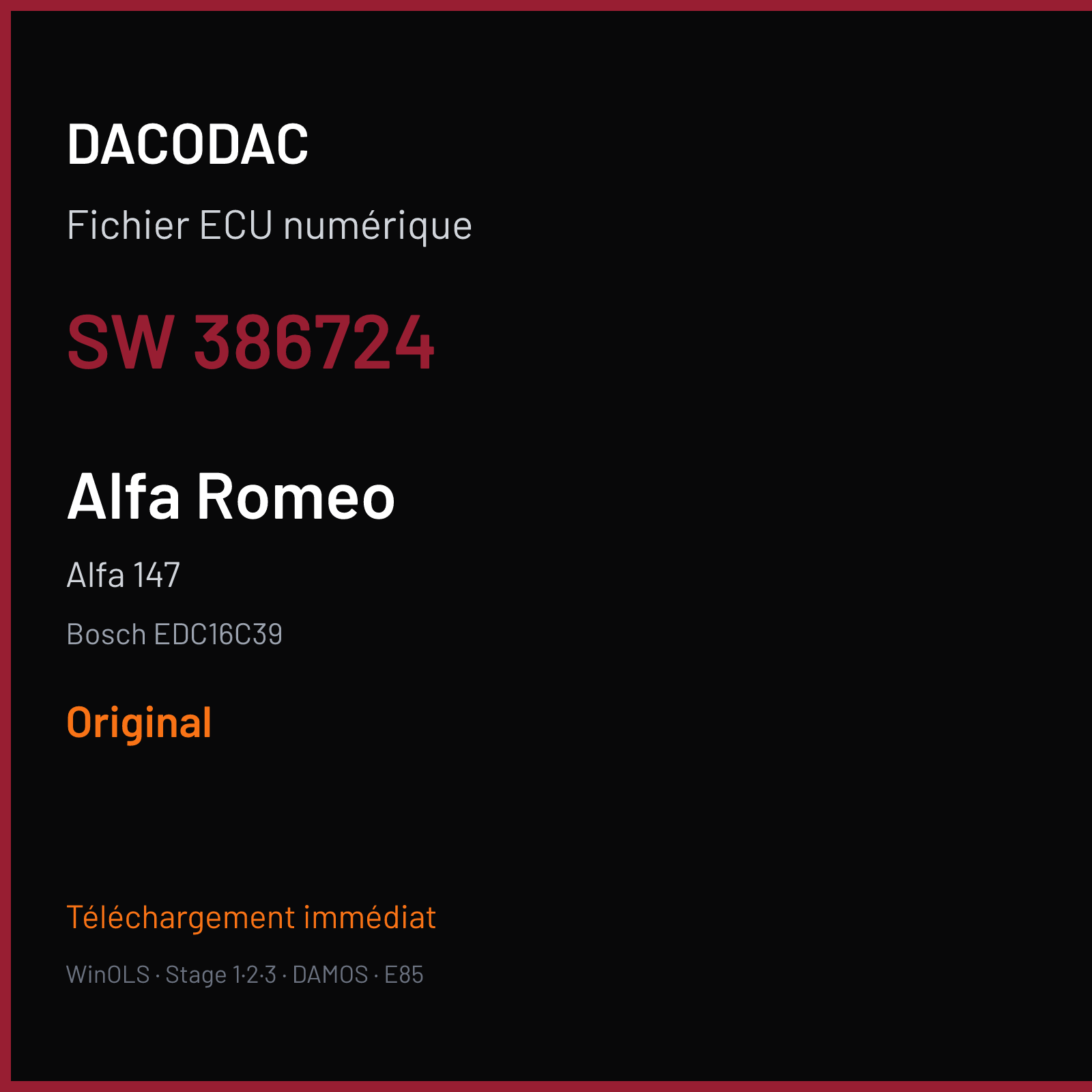 Alfa 147 (2007) — Bosch EDC16C39 — 386724 — Original
