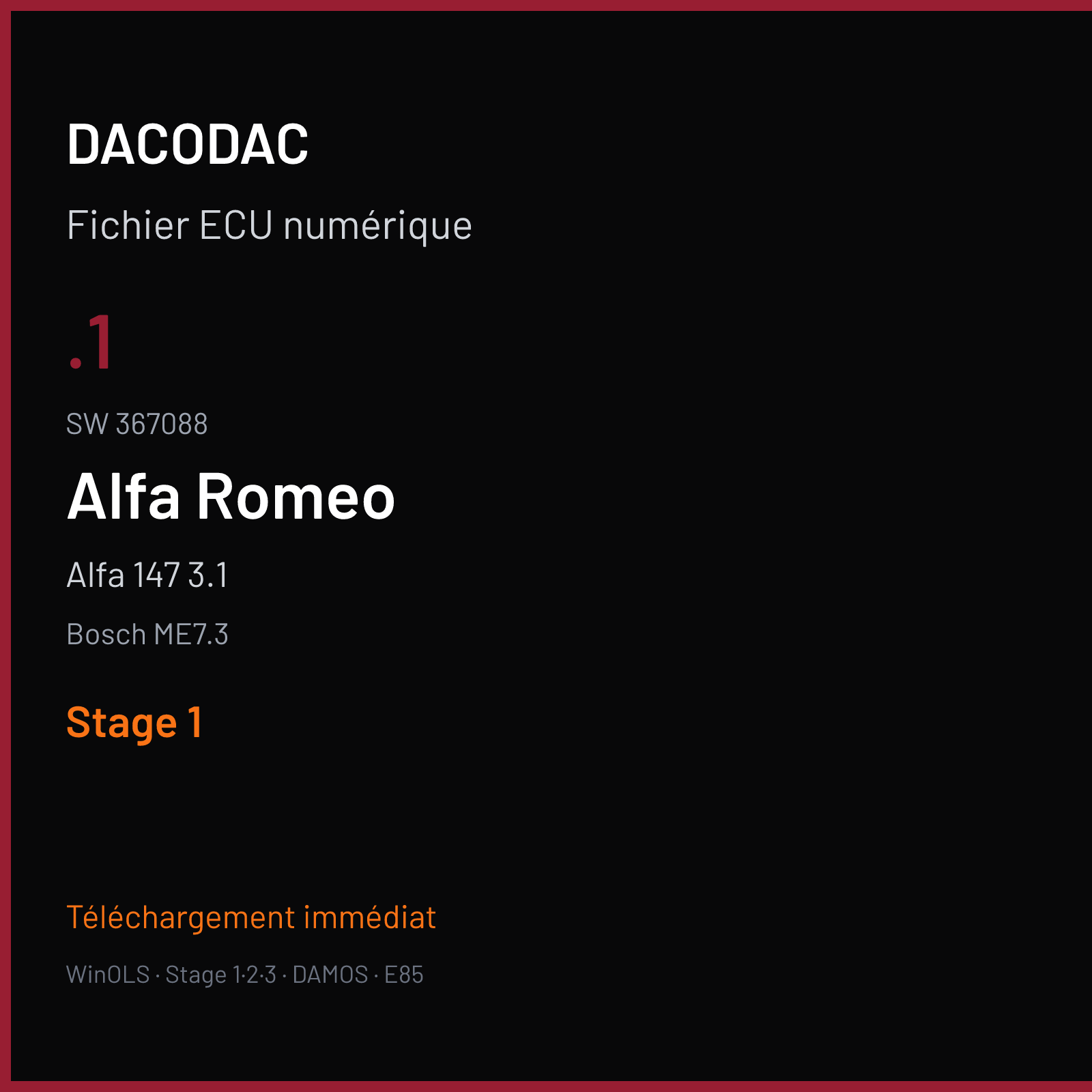 Alfa 147 3.1 (2002) — Bosch ME7.3 — .1 · 367088 — Stage 1