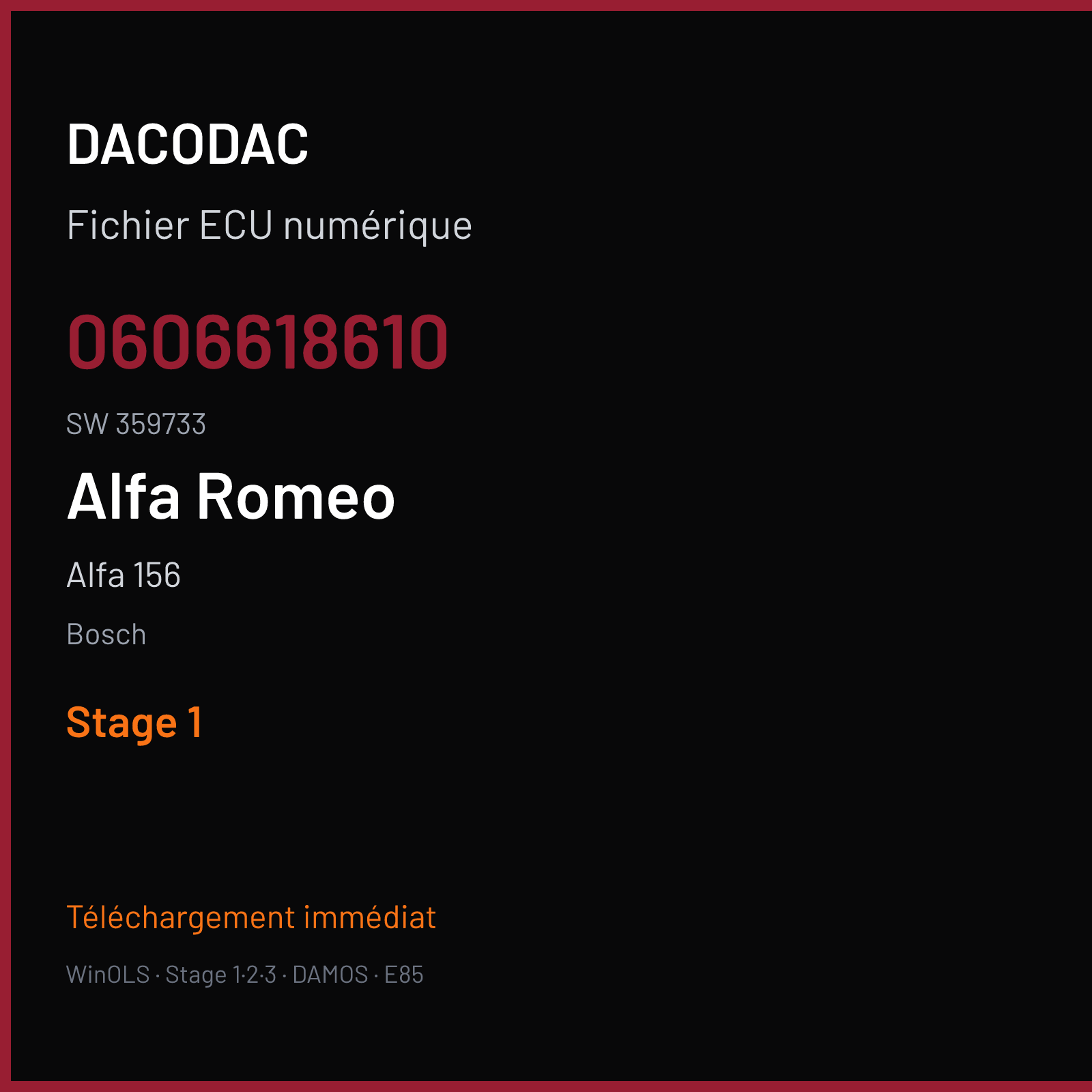 Alfa 156 (1999) — Bosch — 0606618610 · 359733 — Stage 1