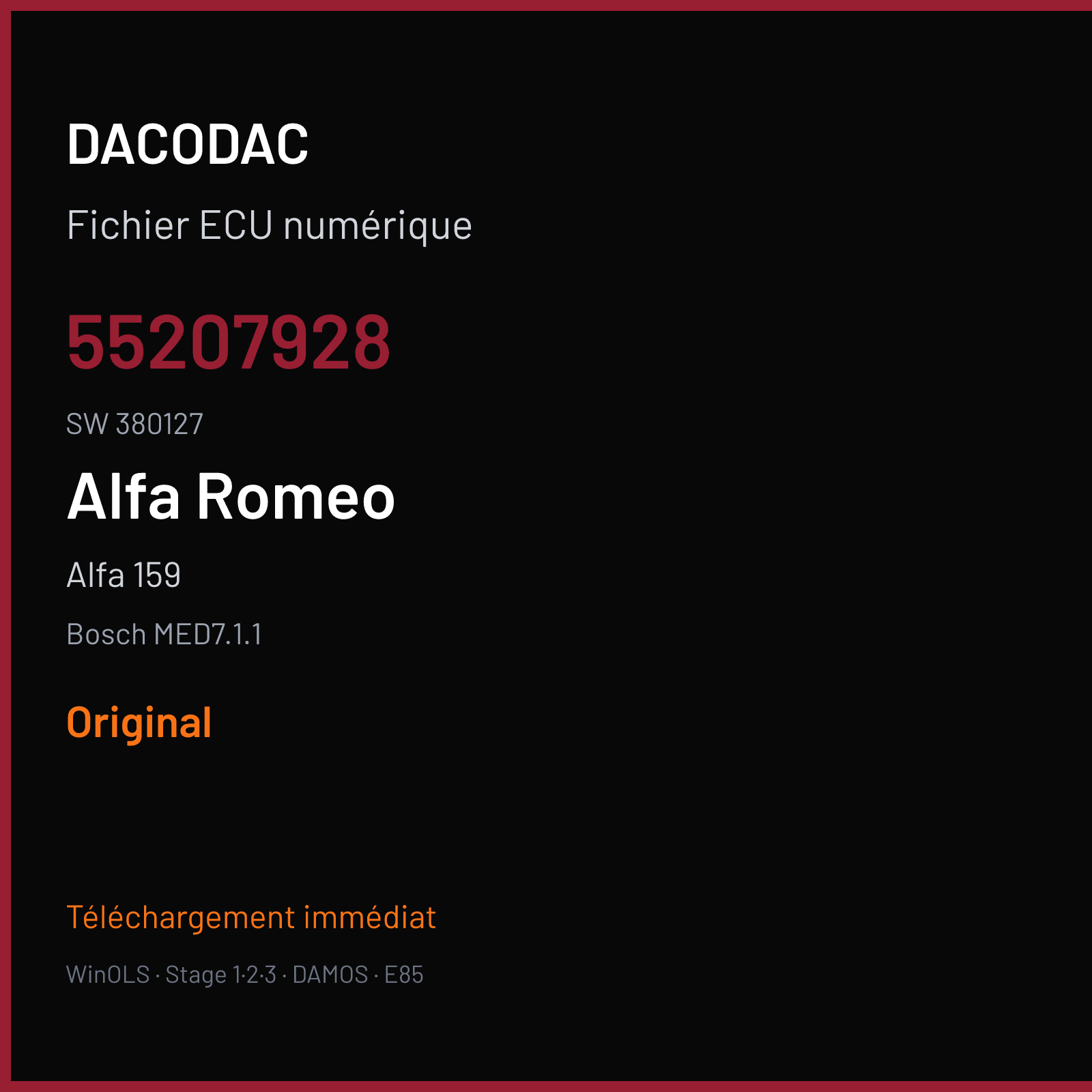 Alfa 159 (2006) — Bosch MED7.1.1 — 55207928 · 380127 — Original
