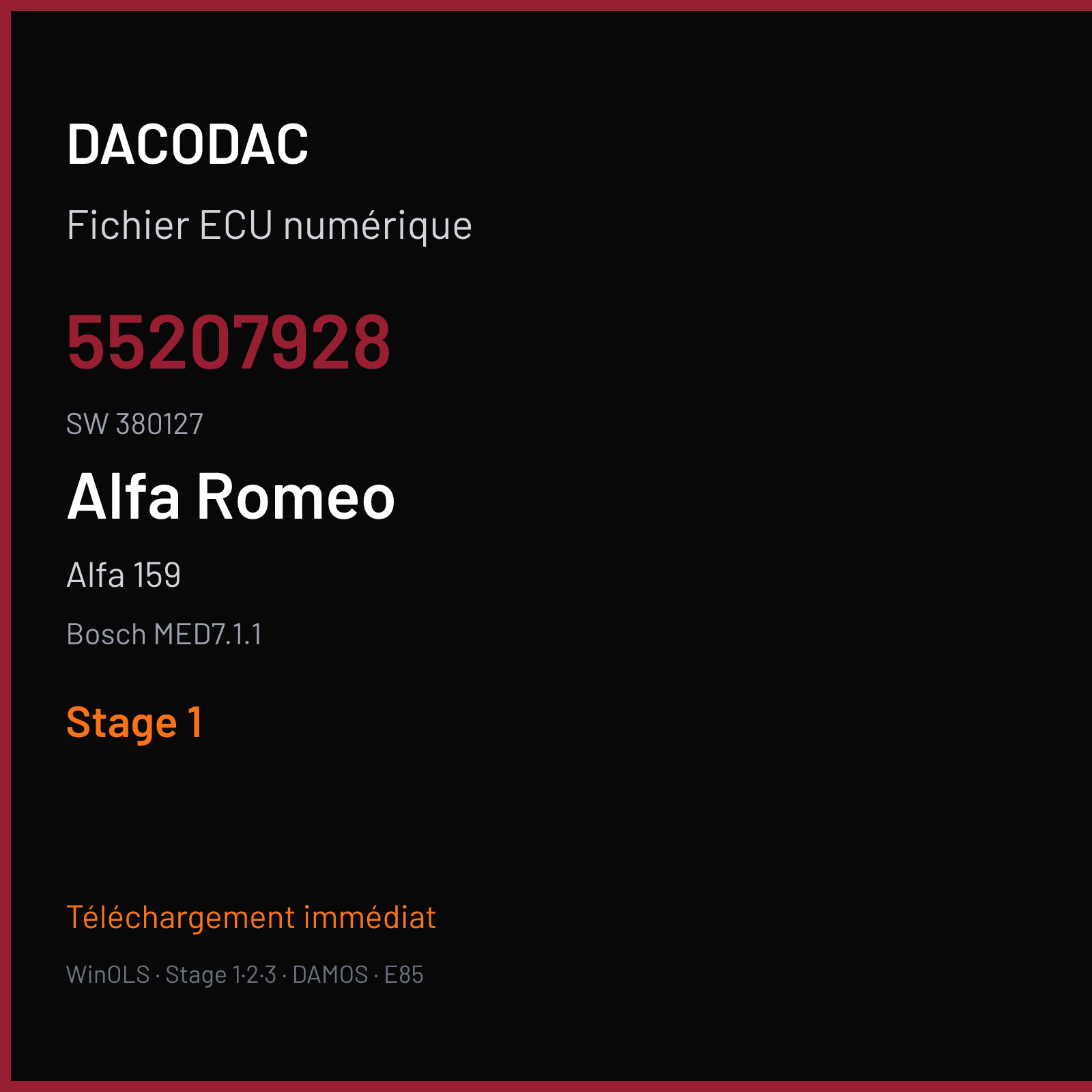 Alfa 159 (2006) — Bosch MED7.1.1 — 55207928 · 380127 — Stage 1