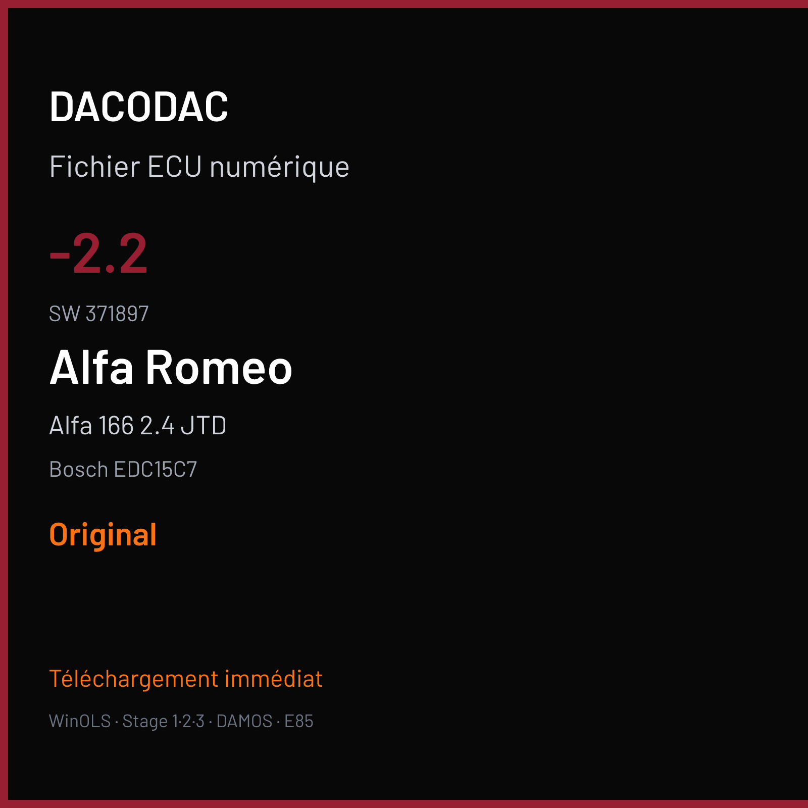 Alfa 166 2.4 JTD (2004) — Bosch EDC15C7 — -2.2 · 371897 — Original