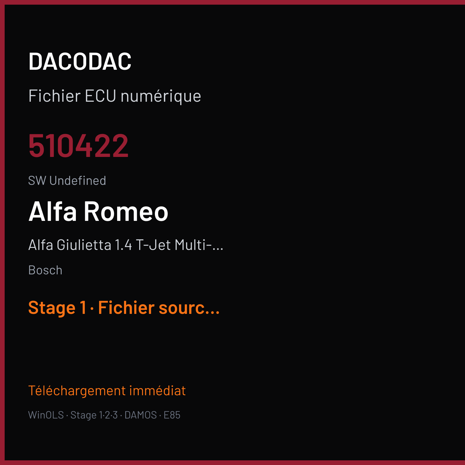 Alfa Giulietta 1.4 T-Jet Multi-Air (2011) — Bosch — 510422 · Undefined — Stage 1
