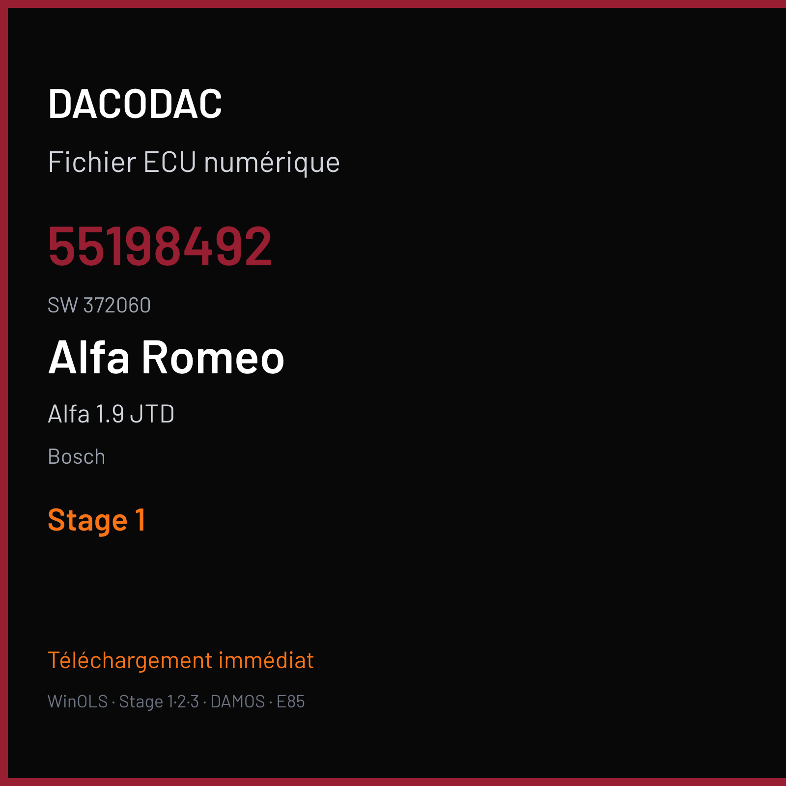 Alfa 1.9 JTD (2004) — Bosch — 55198492 · 372060 — Stage 1
