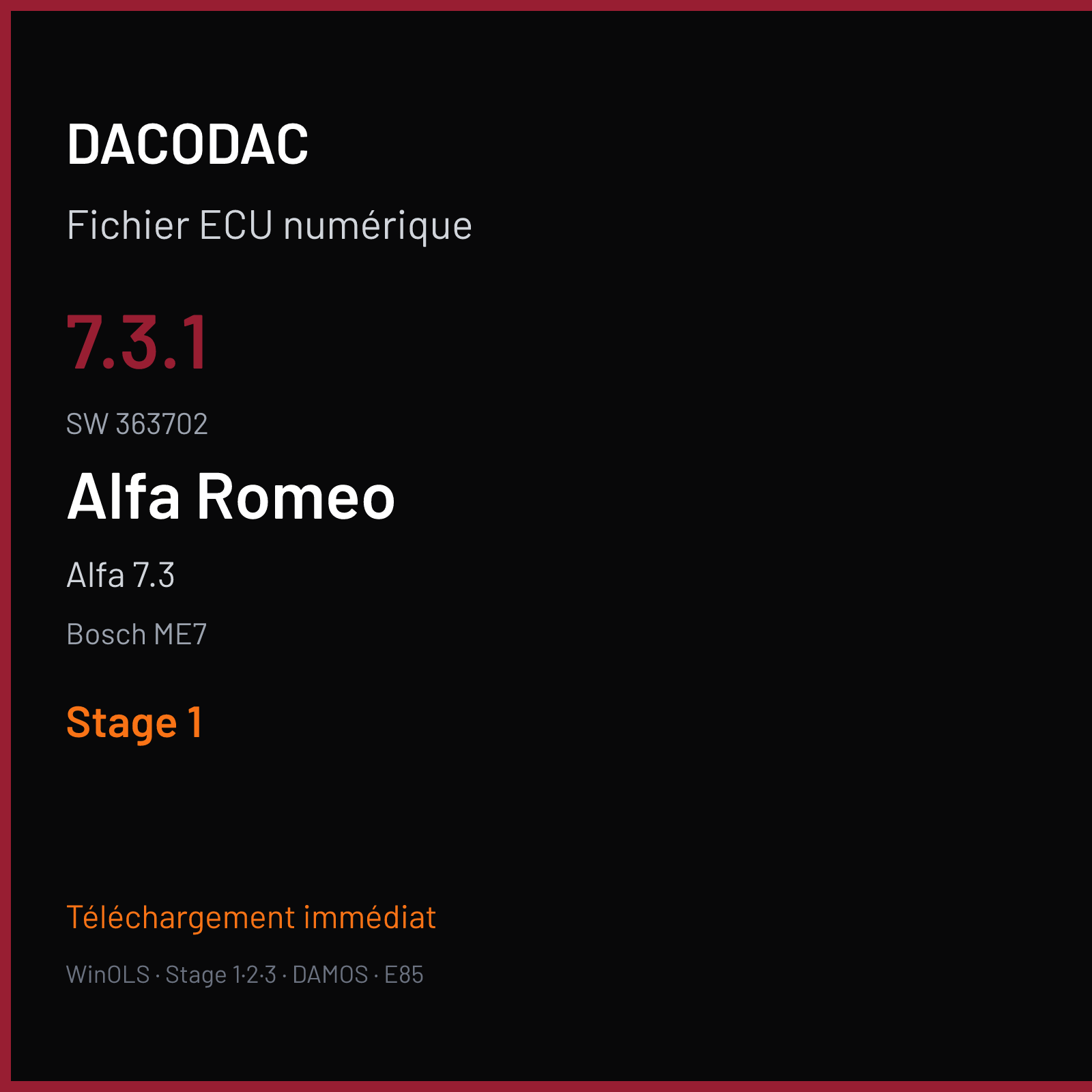 Alfa 7.3 (2005) — Bosch ME7 — 7.3.1 · 363702 — Stage 1