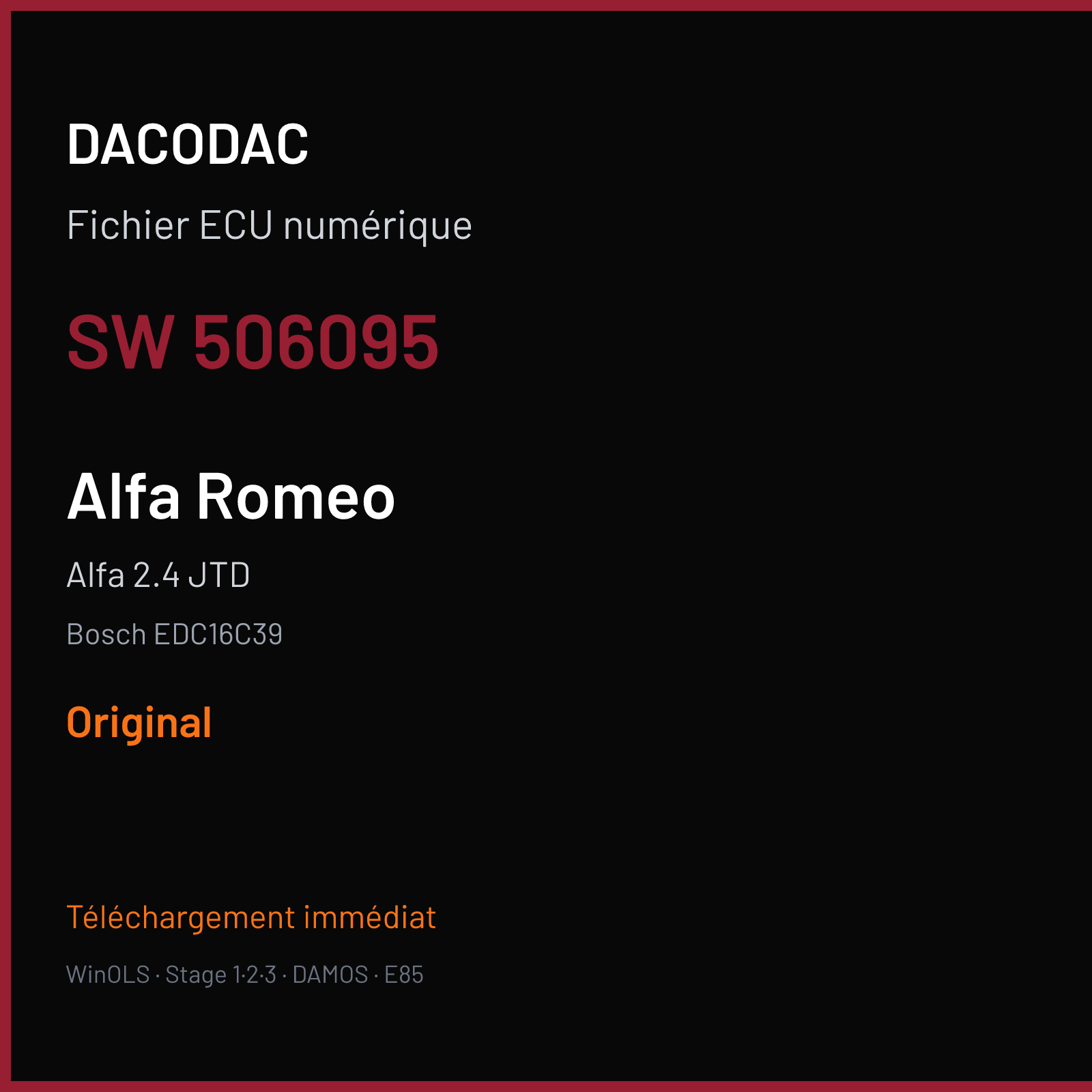 Alfa 2.4 JTD (2008) — Bosch EDC16C39 — 506095 — Original