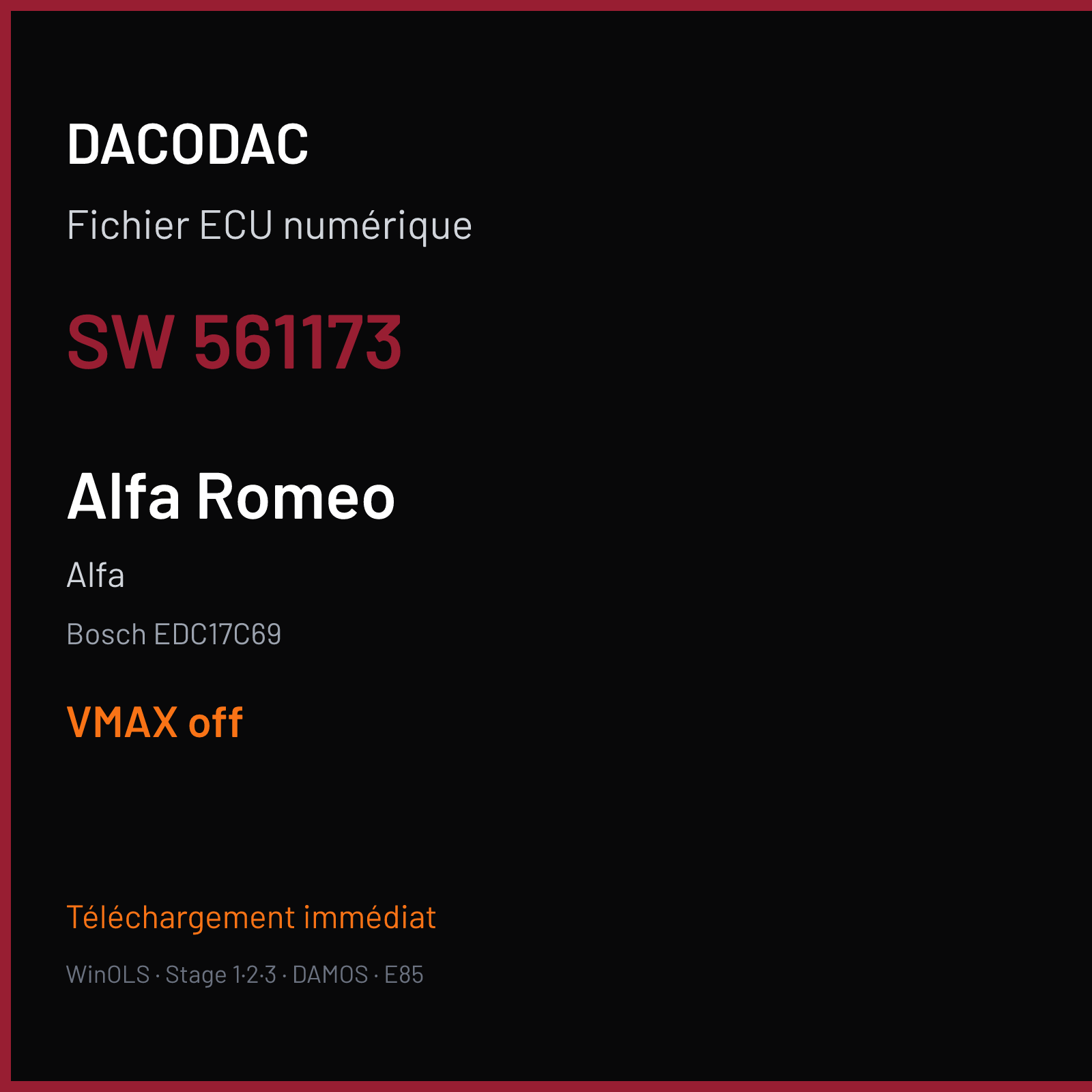 Alfa (2016) — Bosch EDC17C69 — 561173 — VMAX off