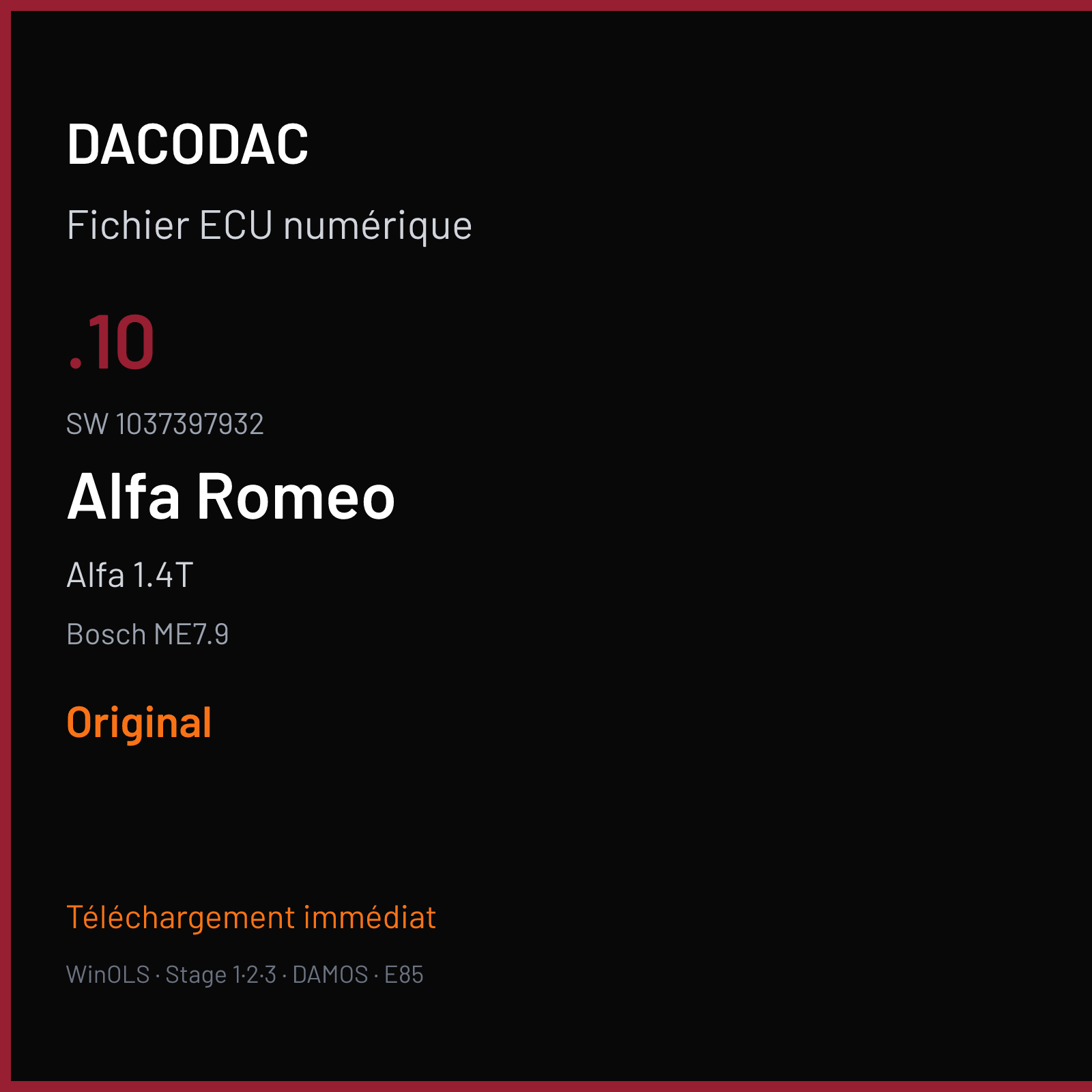 Alfa 1.4T (2008) — Bosch ME7.9 — .10 · 1037397932 — Original