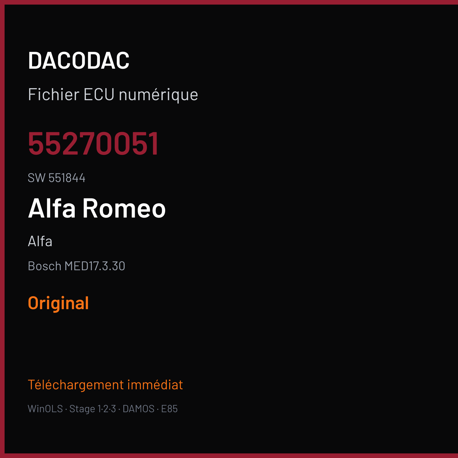 Alfa (2017) — Bosch MED17.3.30 — 55270051 · 551844 — Original