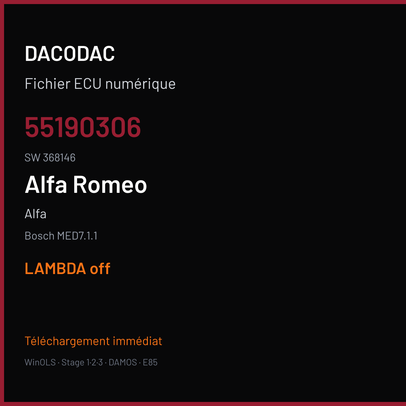Alfa (2004) — Bosch MED7.1.1 — 55190306 · 368146 — LAMBDA off