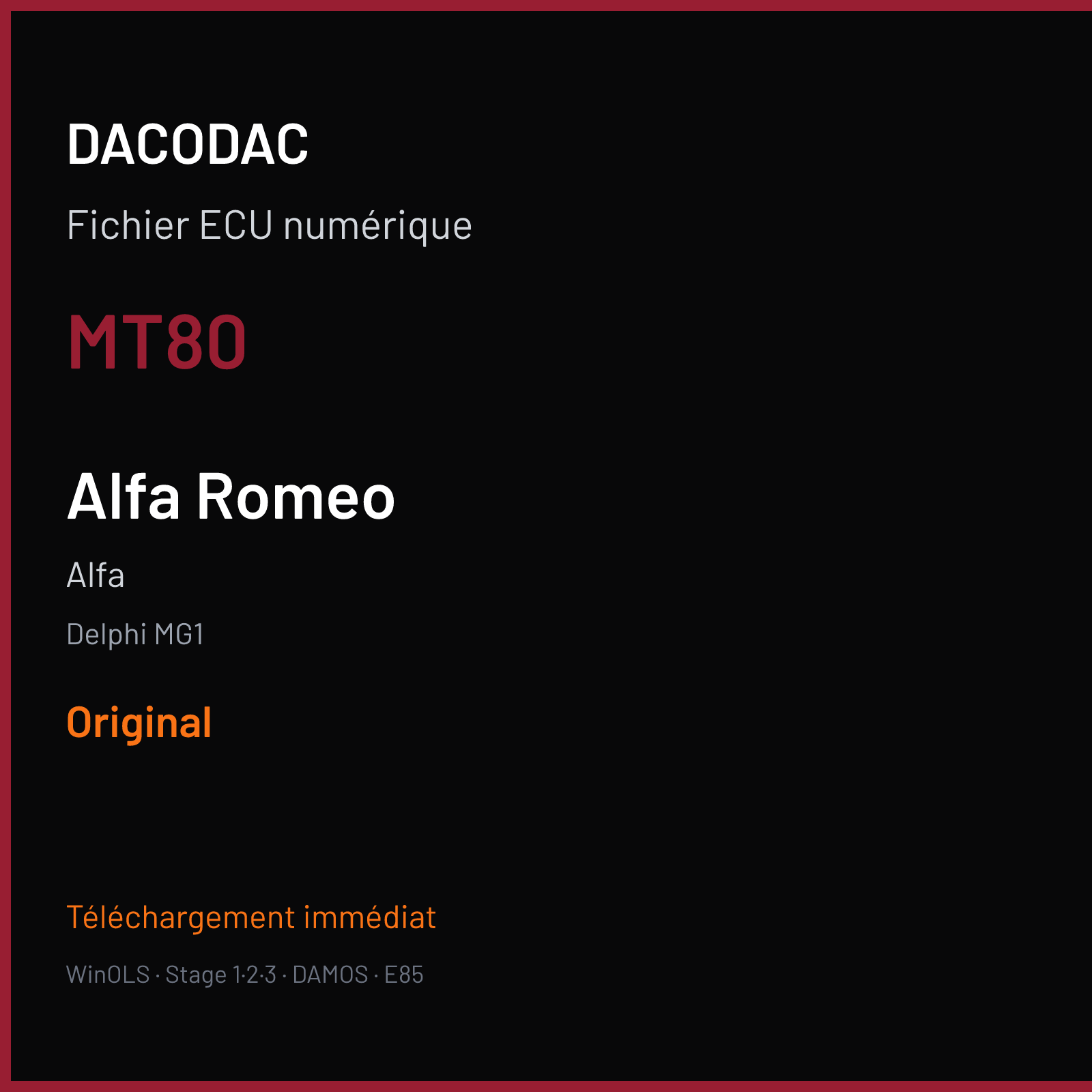 Alfa (2019) — Delphi MG1 — MT80 — Original
