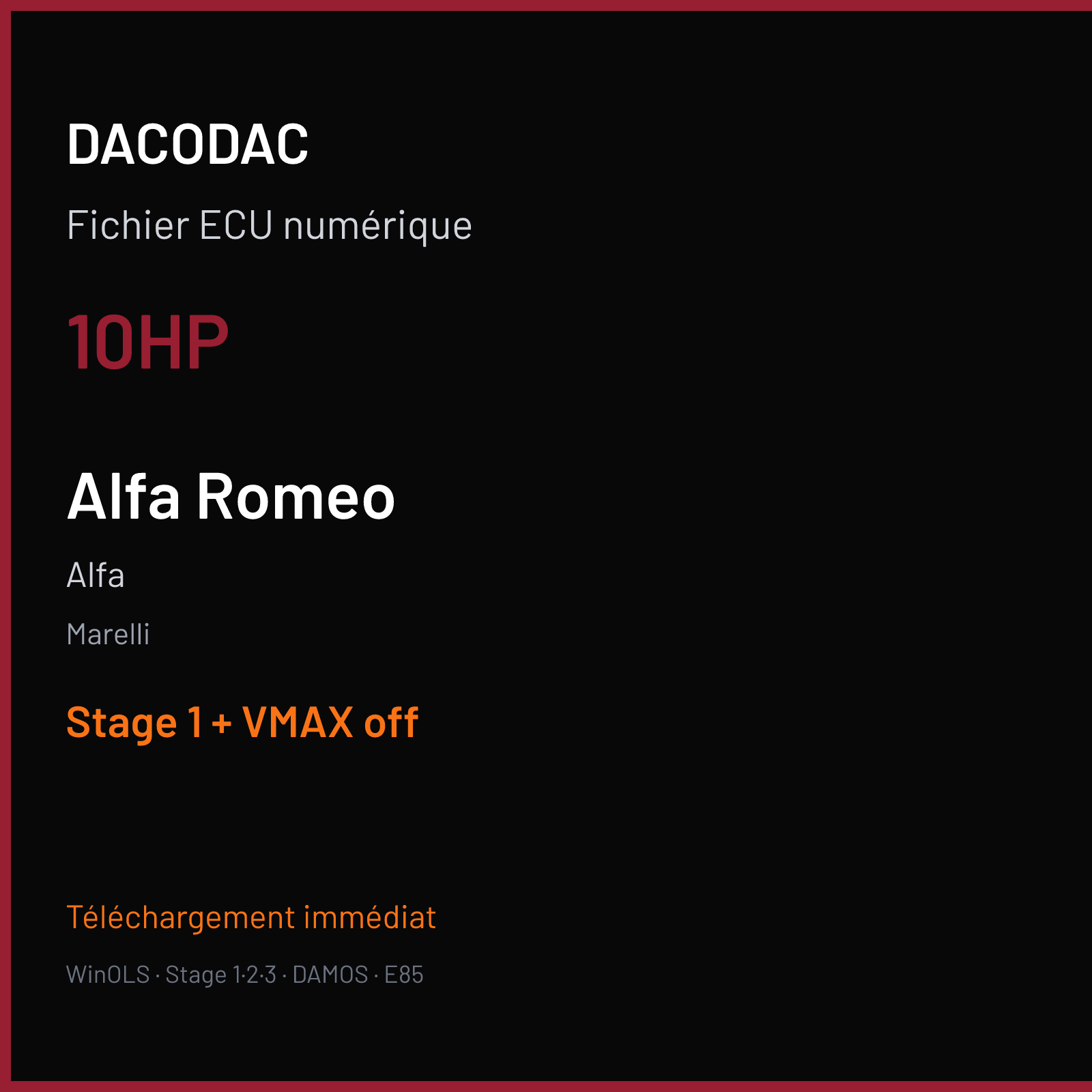Alfa (2017) — Marelli — 10HP — Stage 1 + VMAX off