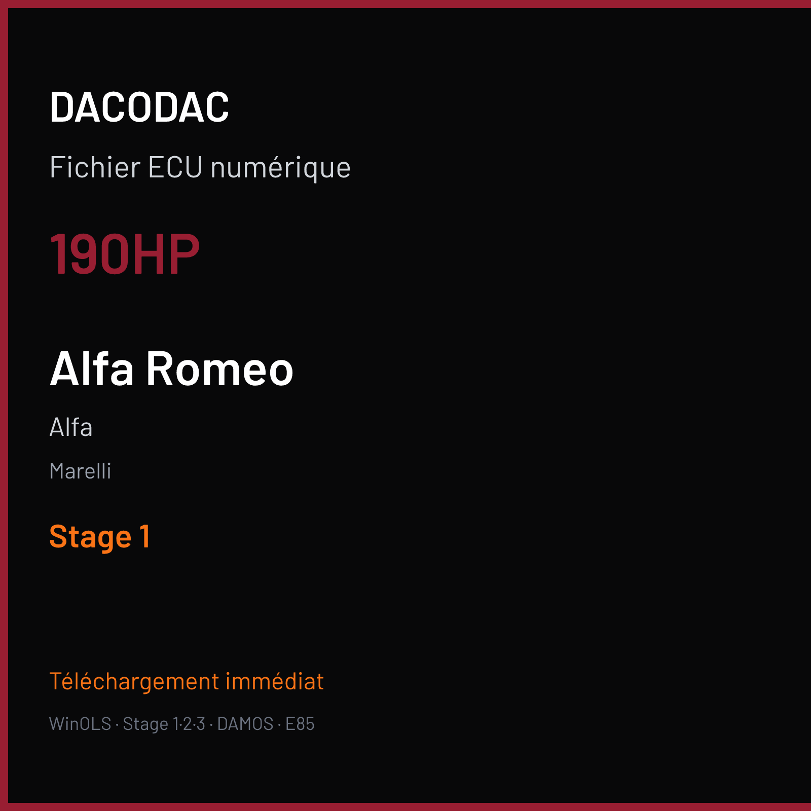 Alfa (2012) — Marelli — 190HP — Stage 1