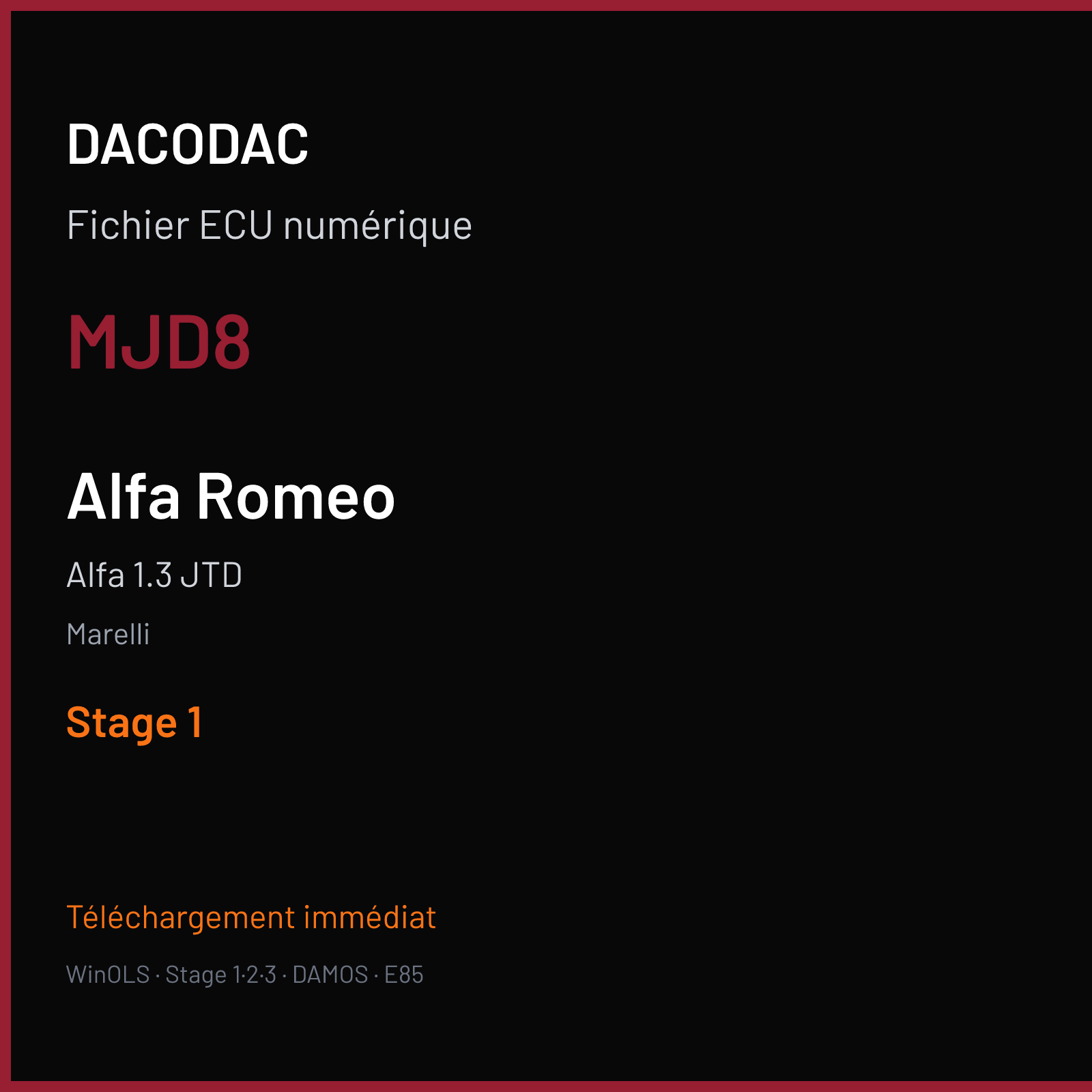 Alfa 1.3 JTD (2011) — Marelli — MJD8 — Stage 1