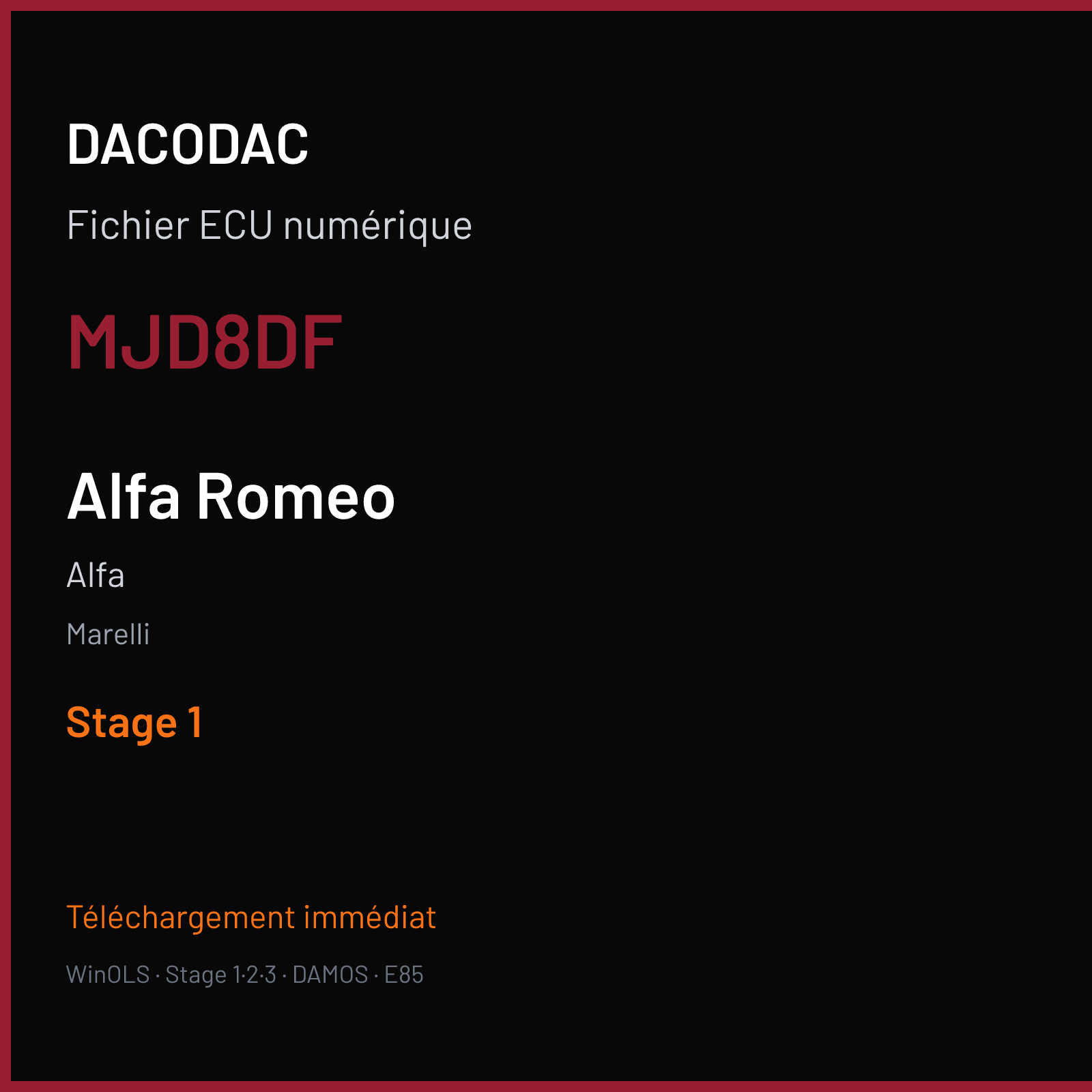 Alfa (2012) — Marelli — MJD8DF — Stage 1