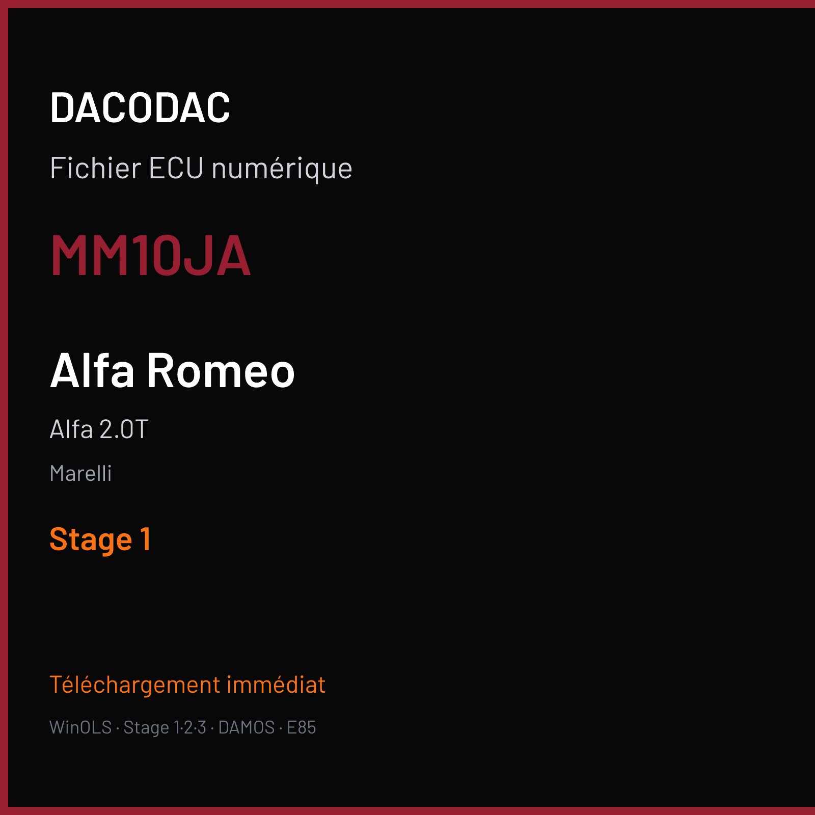 Alfa 2.0T (2017) — Marelli — MM10JA — Stage 1