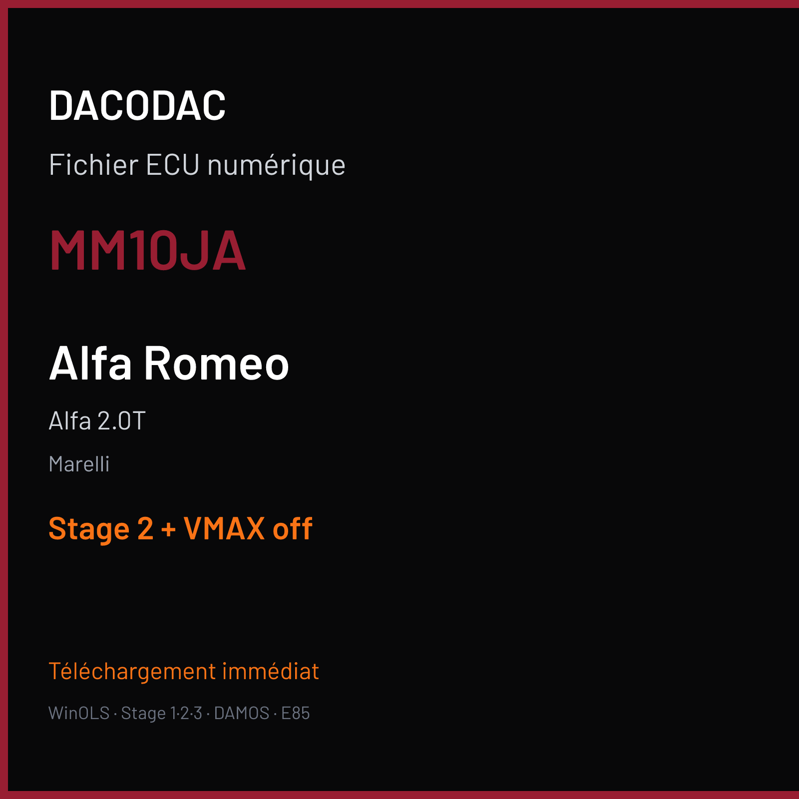 Alfa 2.0T — Marelli — MM10JA — Stage 2 + VMAX off