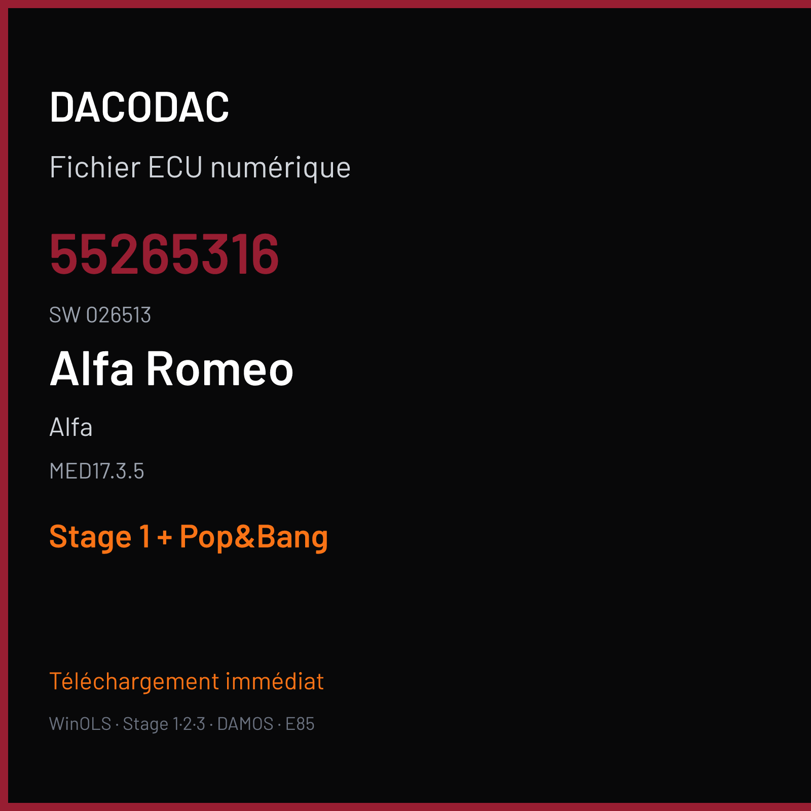 Alfa (2017) — MED17.3.5 — 55265316 · 026513 — Stage 1 + Pop&Bang