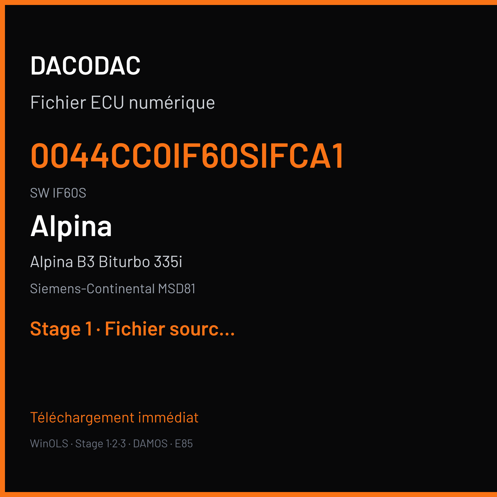 Alpina B3 Biturbo 335i (2009) — Siemens-Continental MSD81 — 0044CC0IF60SIFCA1 · IF60S — Stage 1