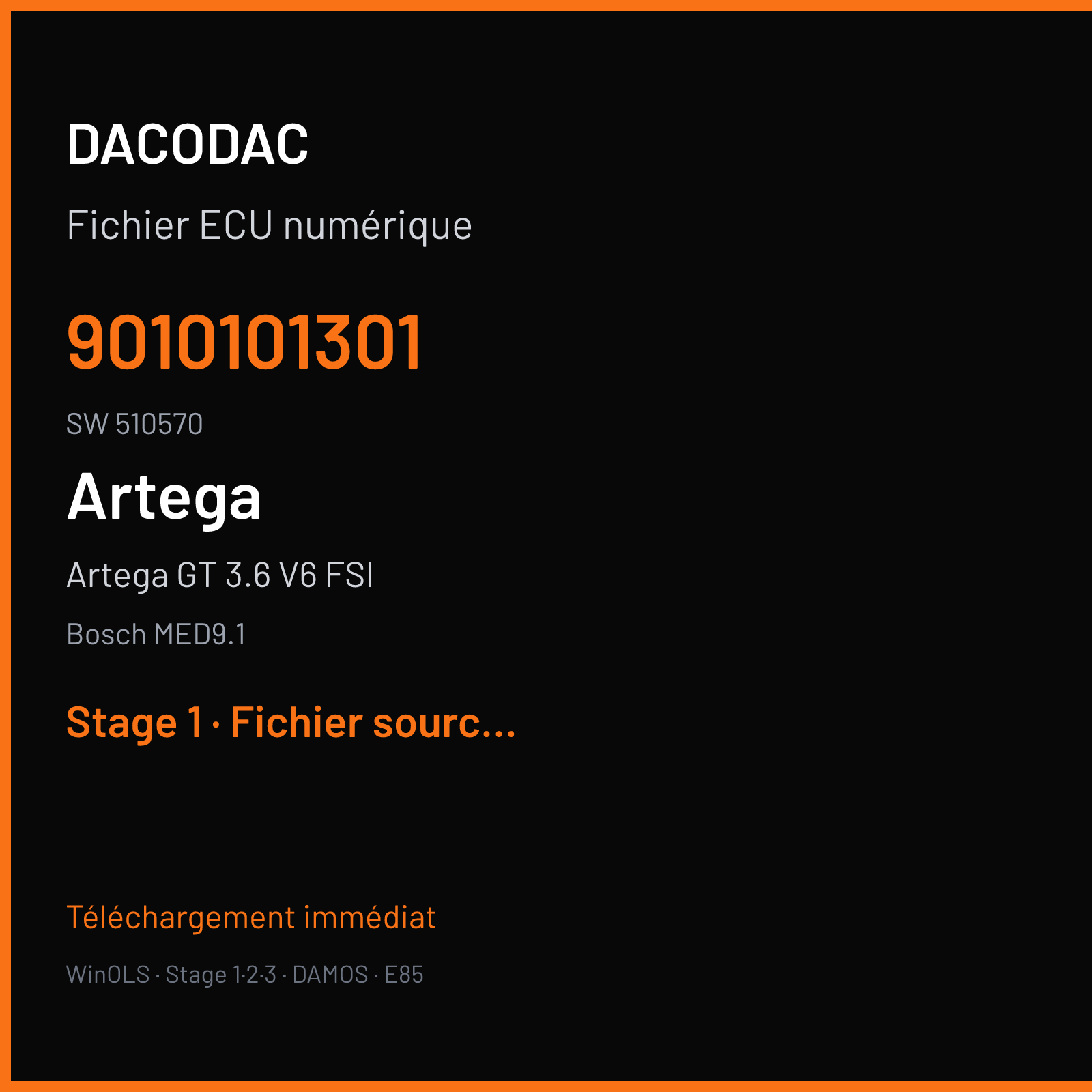Artega GT 3.6 V6 FSI (2009) — Bosch MED9.1 — 9010101301 · 510570 — Stage 1