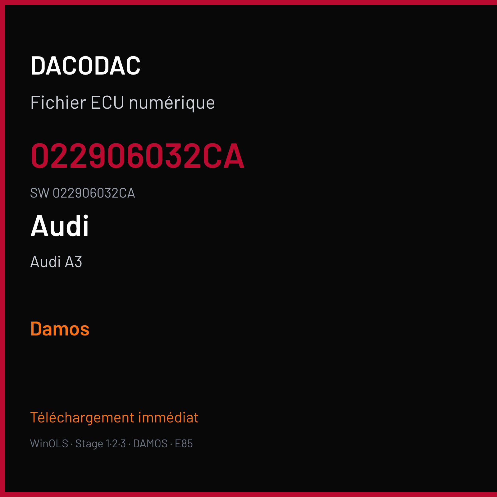 Audi A3 250 ch — 022906032CA · 022906032CA — Damos