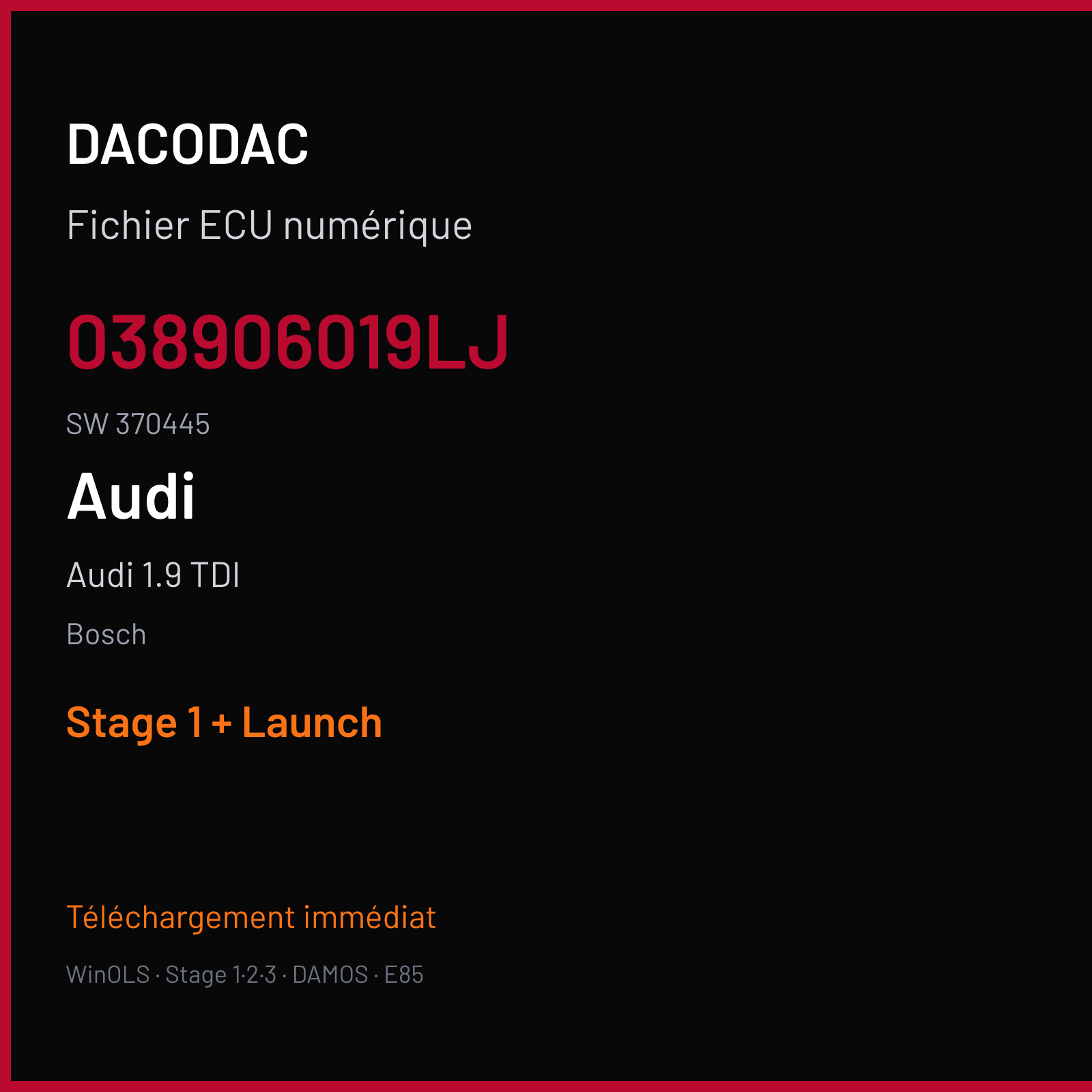 Audi 1.9 TDI — Bosch — 038906019LJ · 370445 — Stage 1 + Launch
