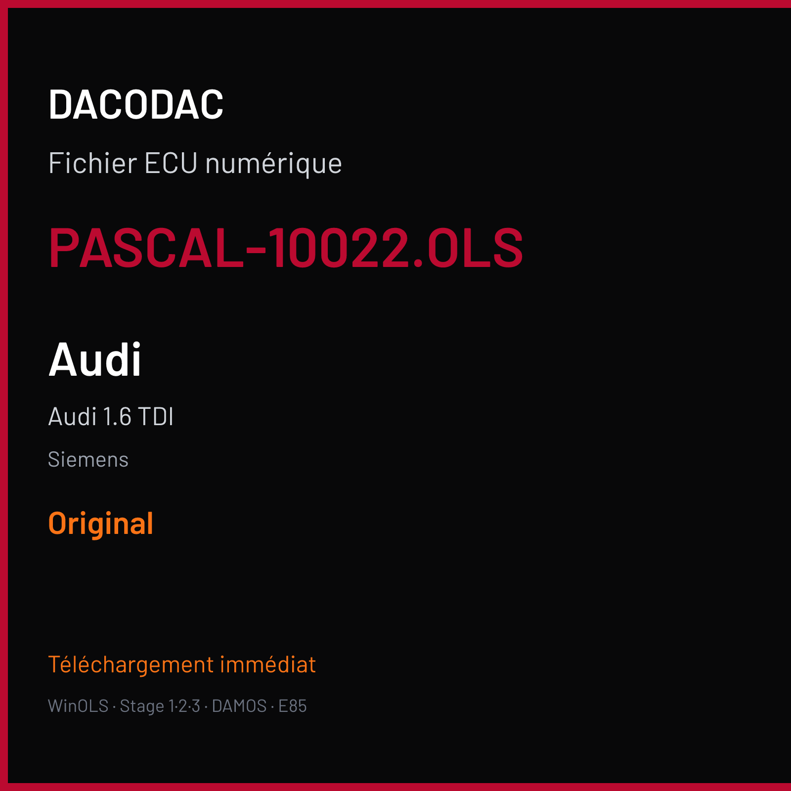 Audi 1.6 TDI (2012) — Siemens — PASCAL-10022.OLS — Original