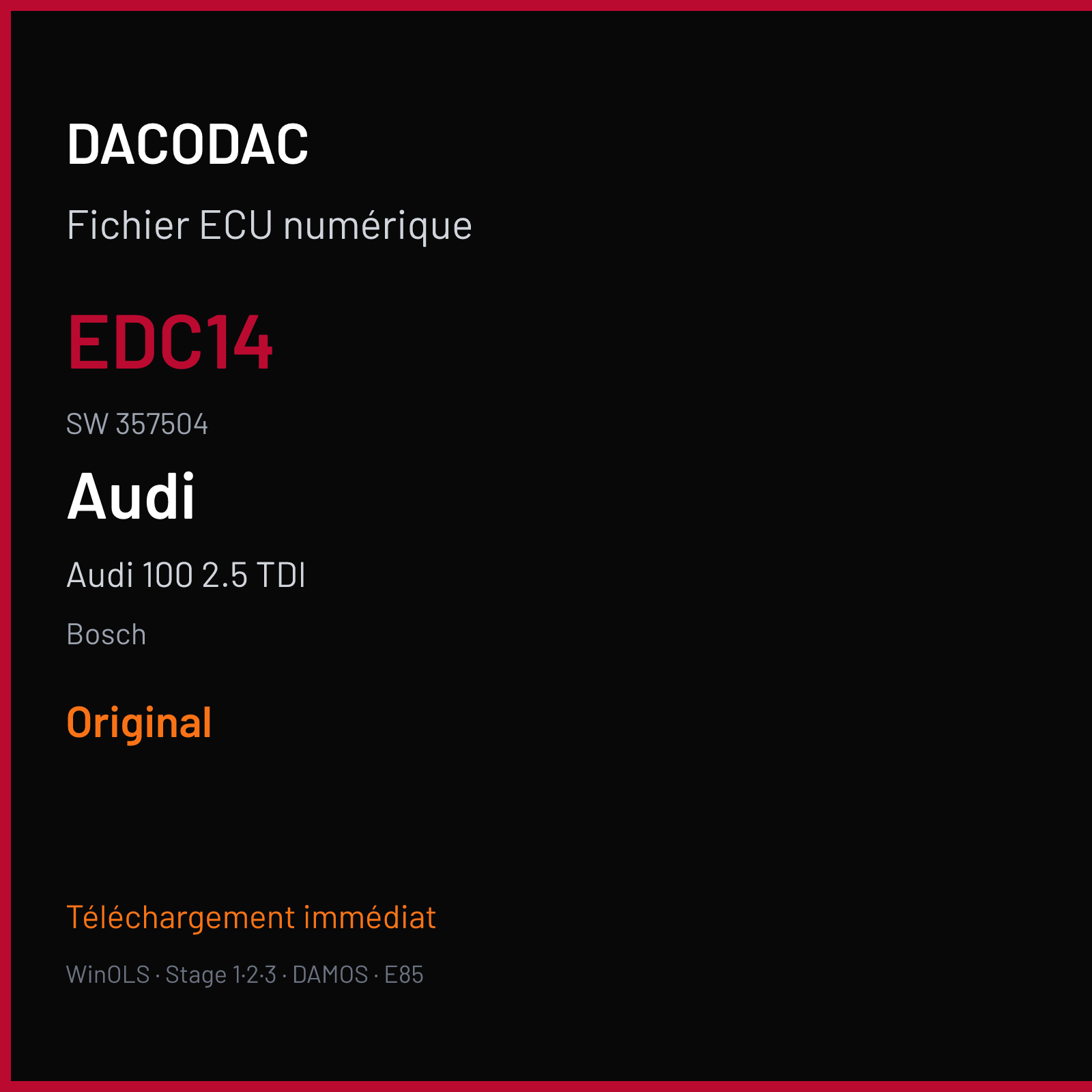 Audi 100 2.5 TDI (1993) — Bosch — EDC14 · 357504 — Original