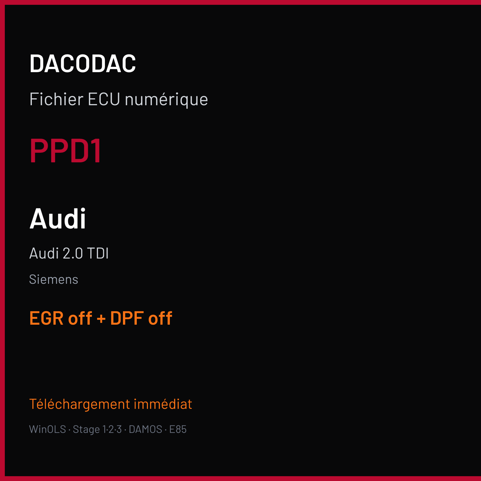 Audi 2.0 TDI (2006) — Siemens — PPD1 — EGR off + DPF off