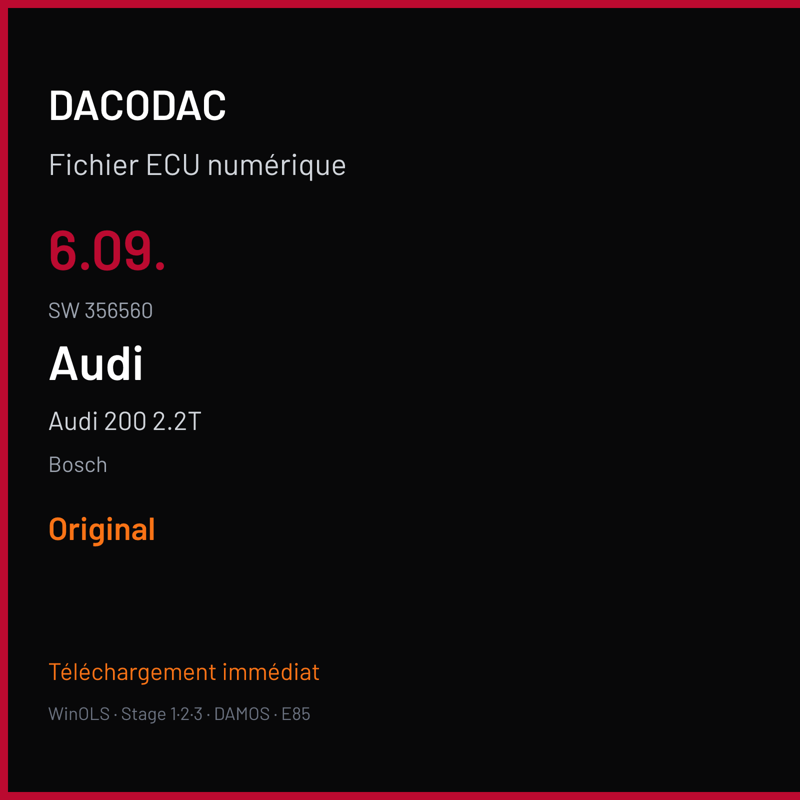 Audi 200 2.2T — Bosch — 6.09. · 356560 — Original