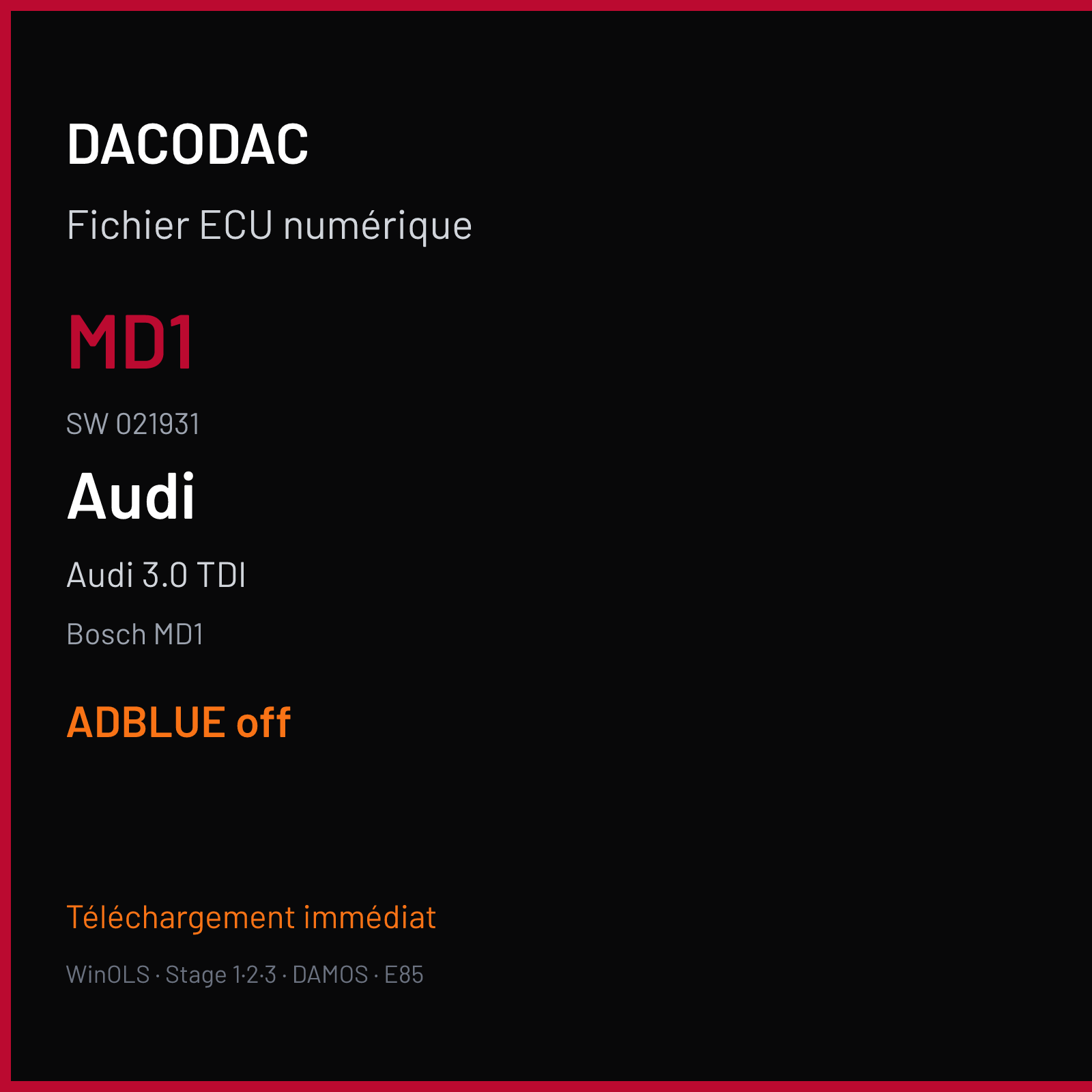 Audi 3.0 TDI — Bosch MD1 — MD1 · 021931 — ADBLUE off