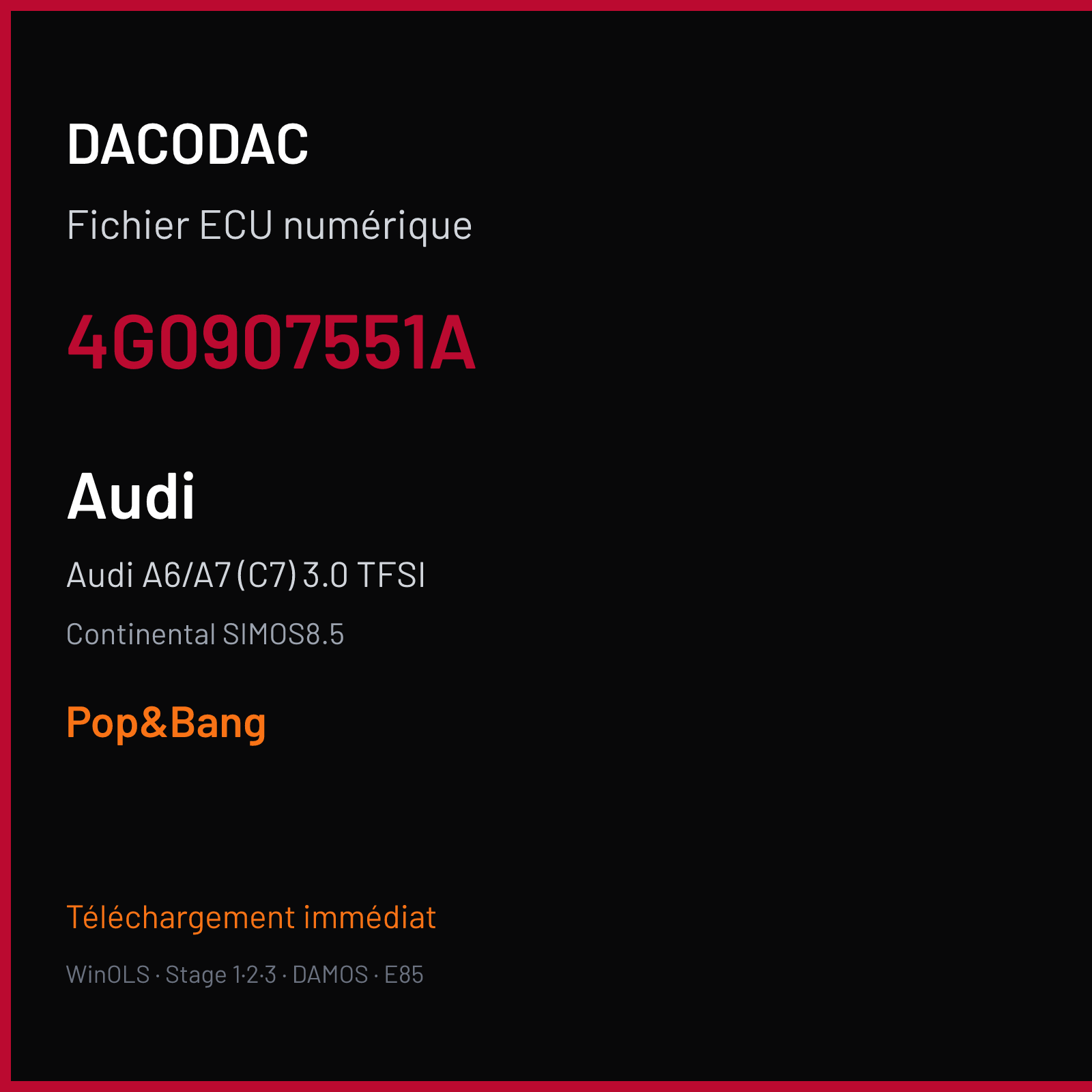 Audi A6/A7 (C7) 3.0 TFSI — Continental SIMOS8.5 — 4G0907551A — Pop&Bang