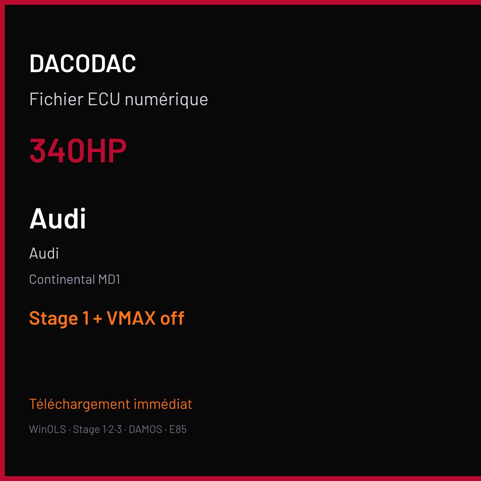 Audi — Continental MD1 — 340HP — Stage 1 + VMAX off
