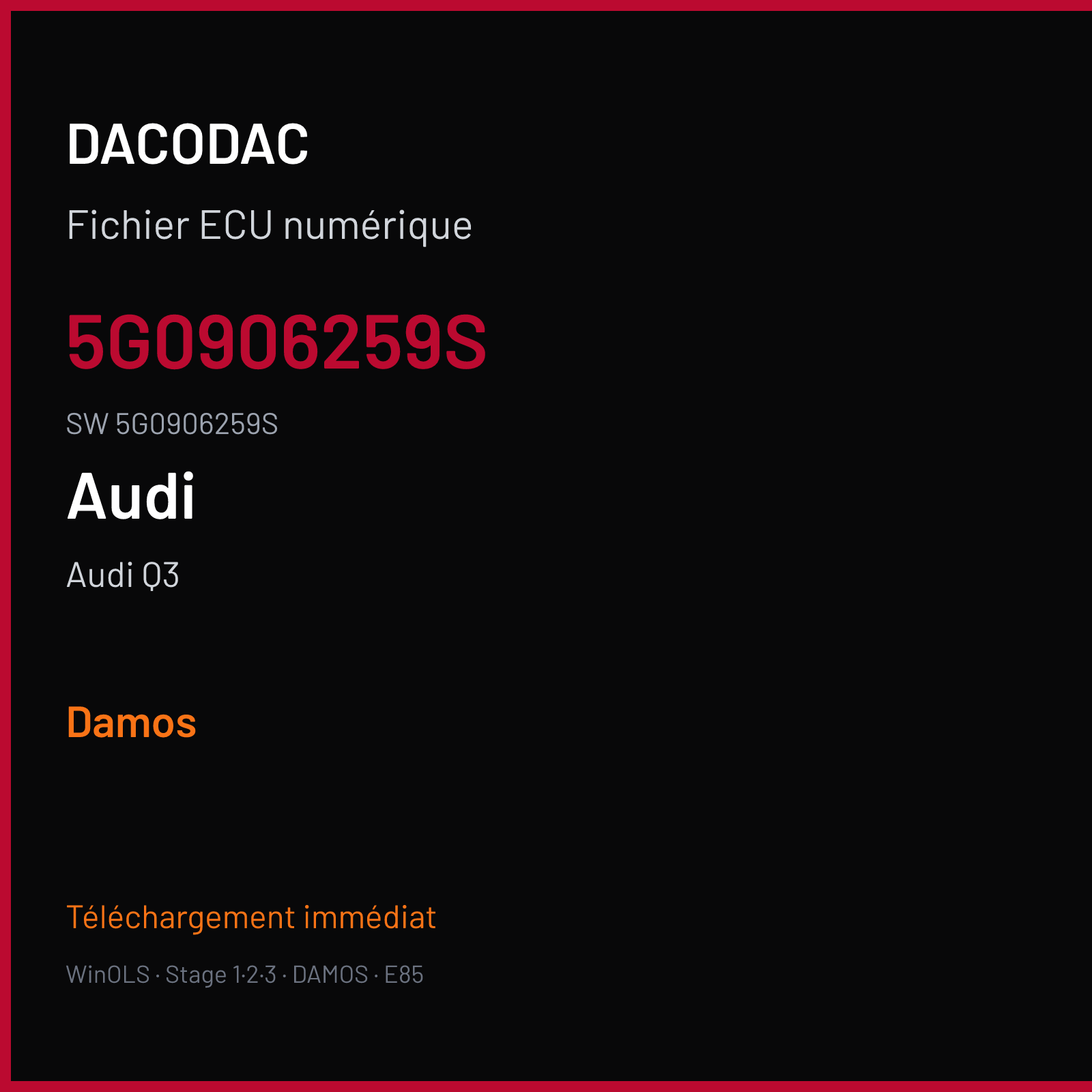 Audi Q3 245 ch — 5G0906259S · 5G0906259S — Damos