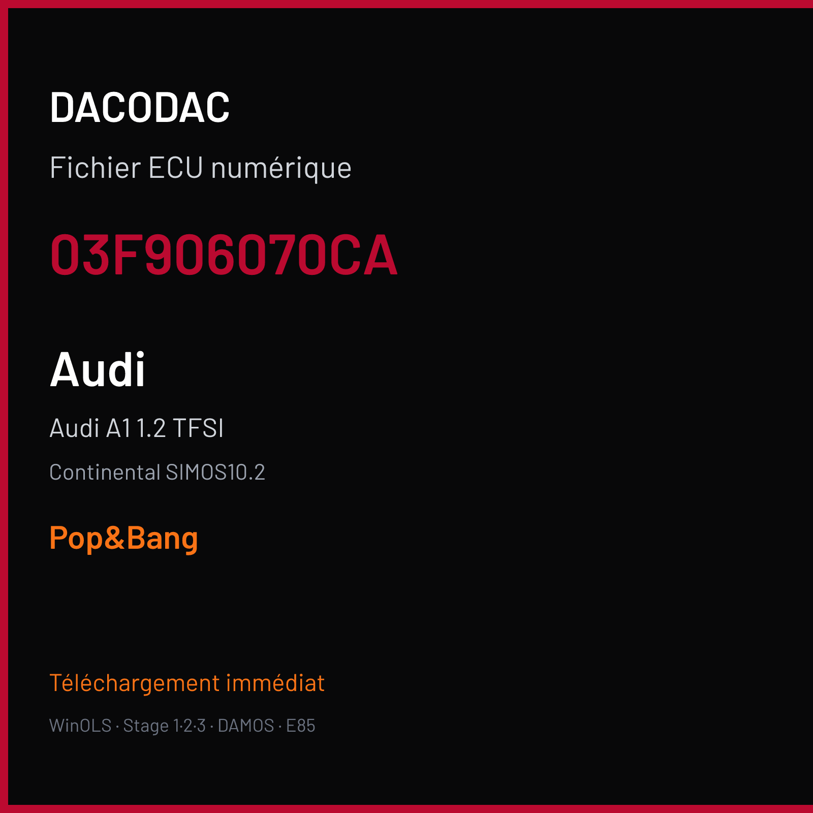 Audi A1 1.2 TFSI (2010) — Continental SIMOS10.2 — 03F906070CA — Pop&Bang