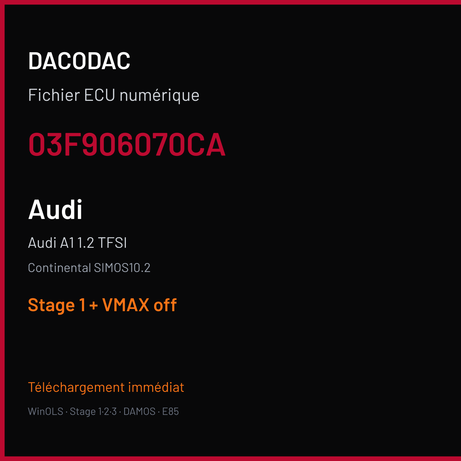 Audi A1 1.2 TFSI — Continental SIMOS10.2 — 03F906070CA — Stage 1 + VMAX off