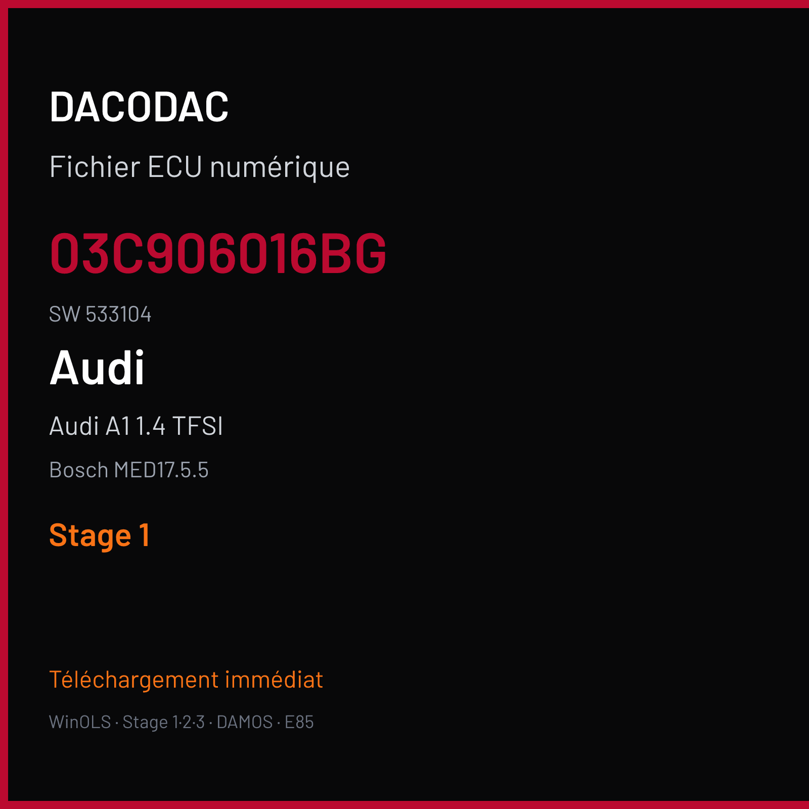 Audi A1 1.4 TFSI (2012) — Bosch MED17.5.5 — 03C906016BG · 533104 — Stage 1