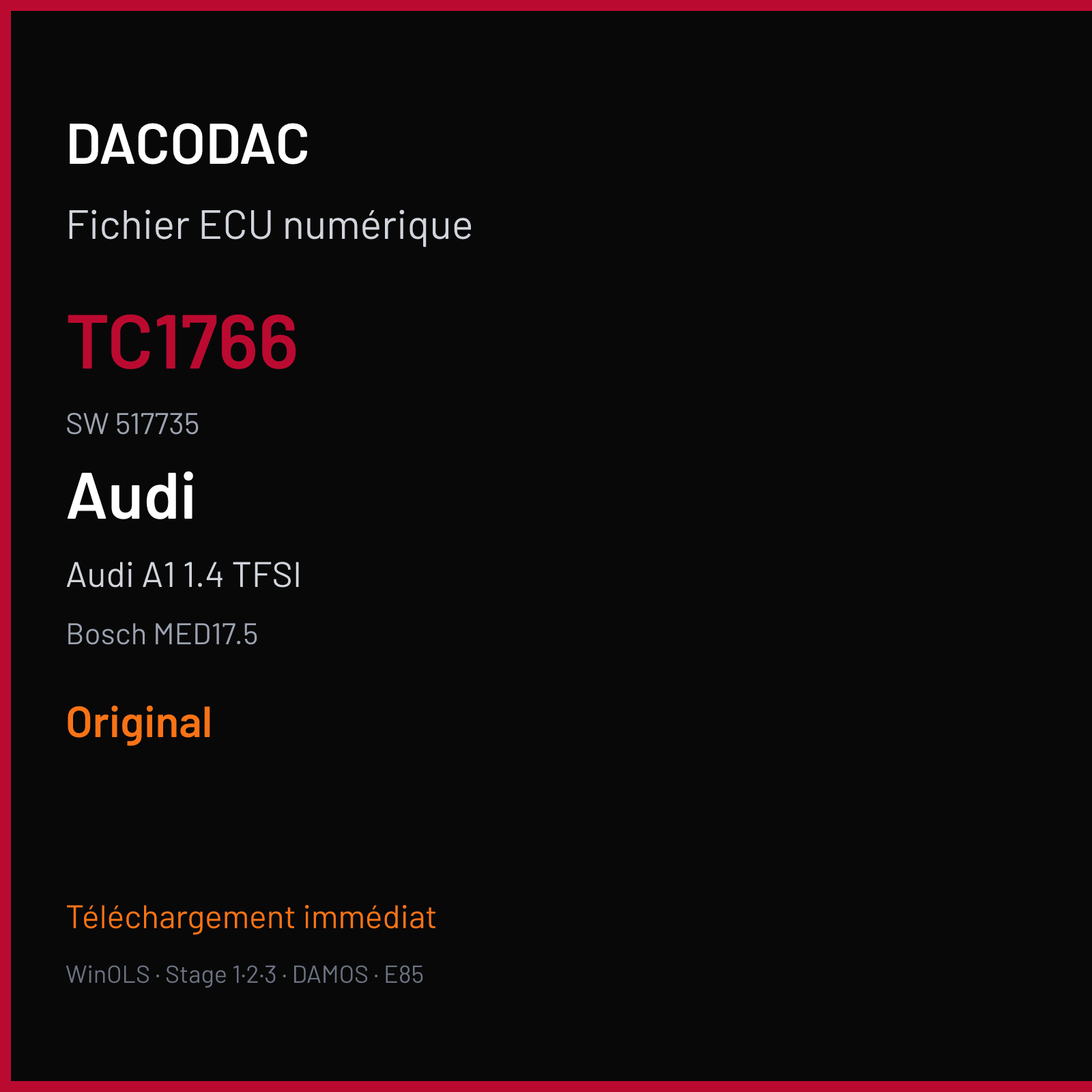 Audi A1 1.4 TFSI (2012) — Bosch MED17.5 — TC1766 · 517735 — Original