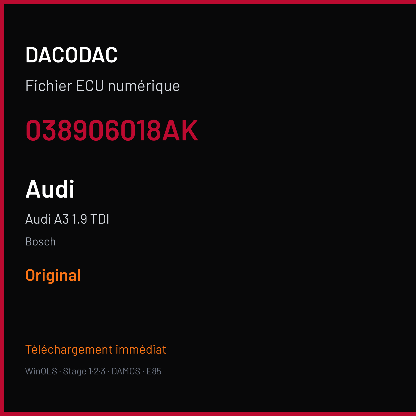 Audi A3 1.9 TDI — Bosch — 038906018AK — Original